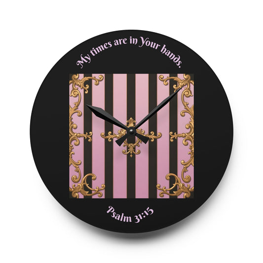 Elegant Acrylic Wall Clock with Inspirational Quote for Home Décor, Stylish Timepiece, Perfect Gift for Holidays - Psalm 31:15