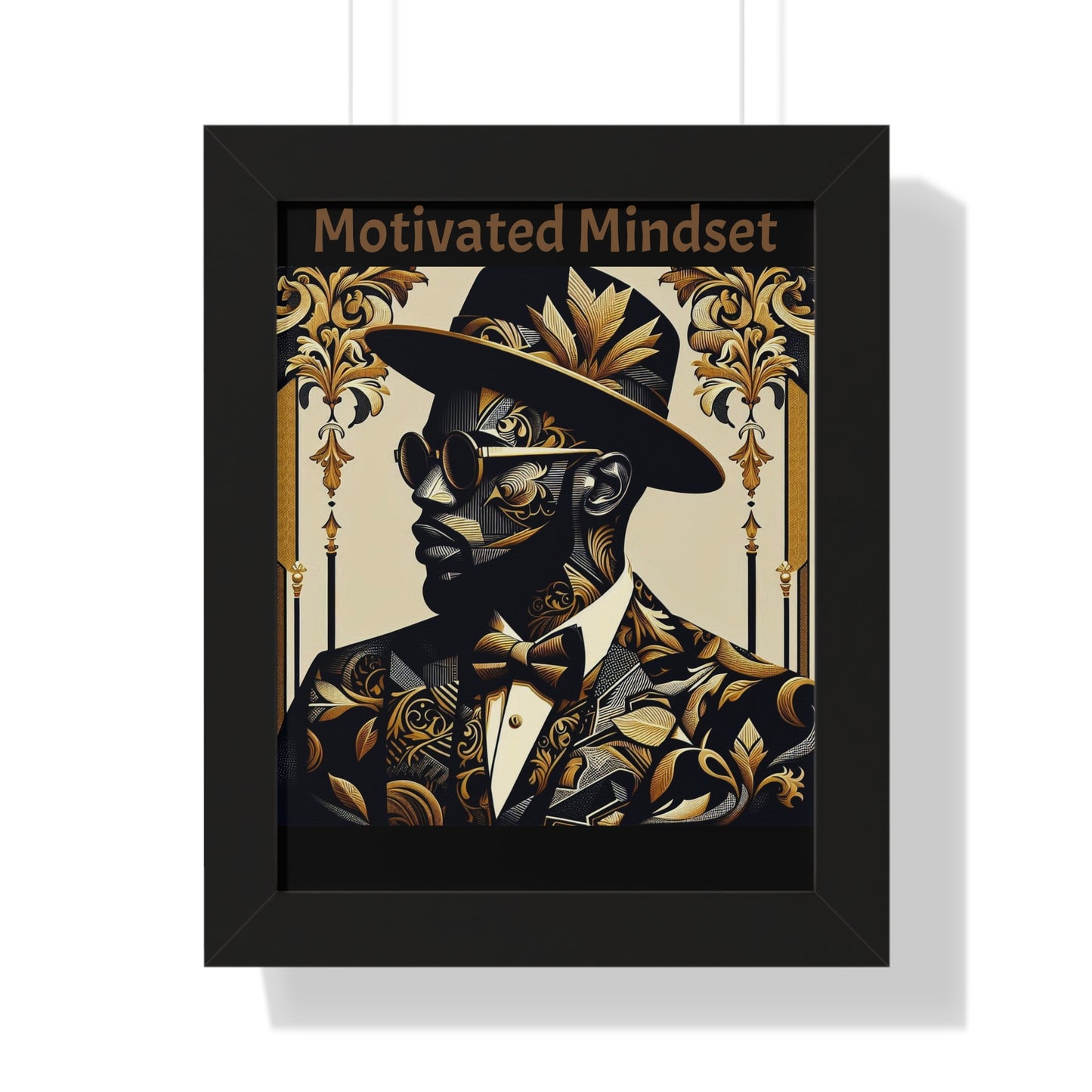 Motivated Mindset Framed Vertical Poster | Inspirational Wall Art, Office Decor, Motivational Gift, Home Decor, Black Art