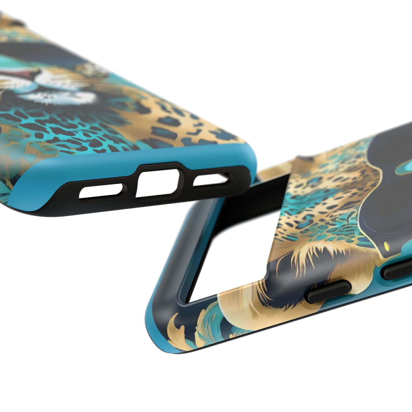 Phone Case - Aqua & Gold Leopard In Sunglasses Design