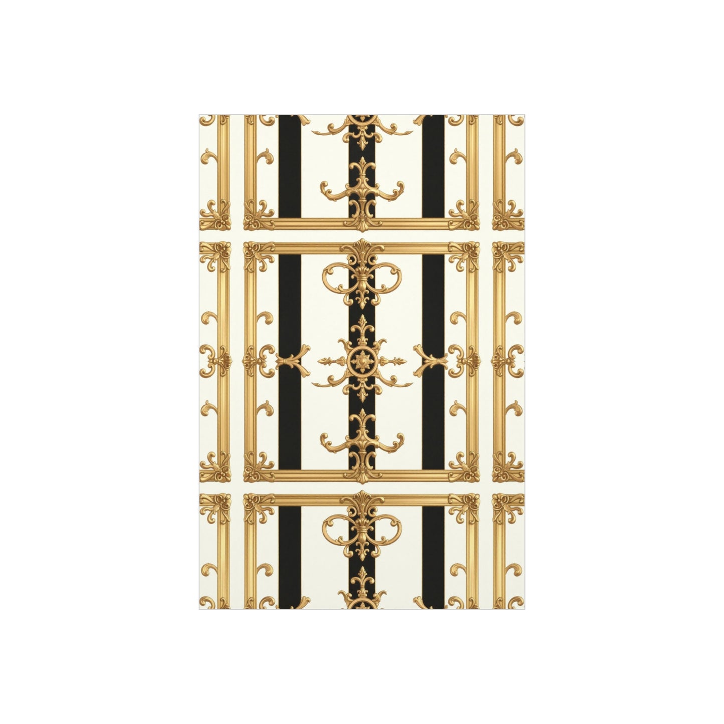 Elegant Foam Board Wall Art, Decorative Display, Home Decor, Office Decor, Visual Boards, Art Displays - Black & White Striped Gold Baroque