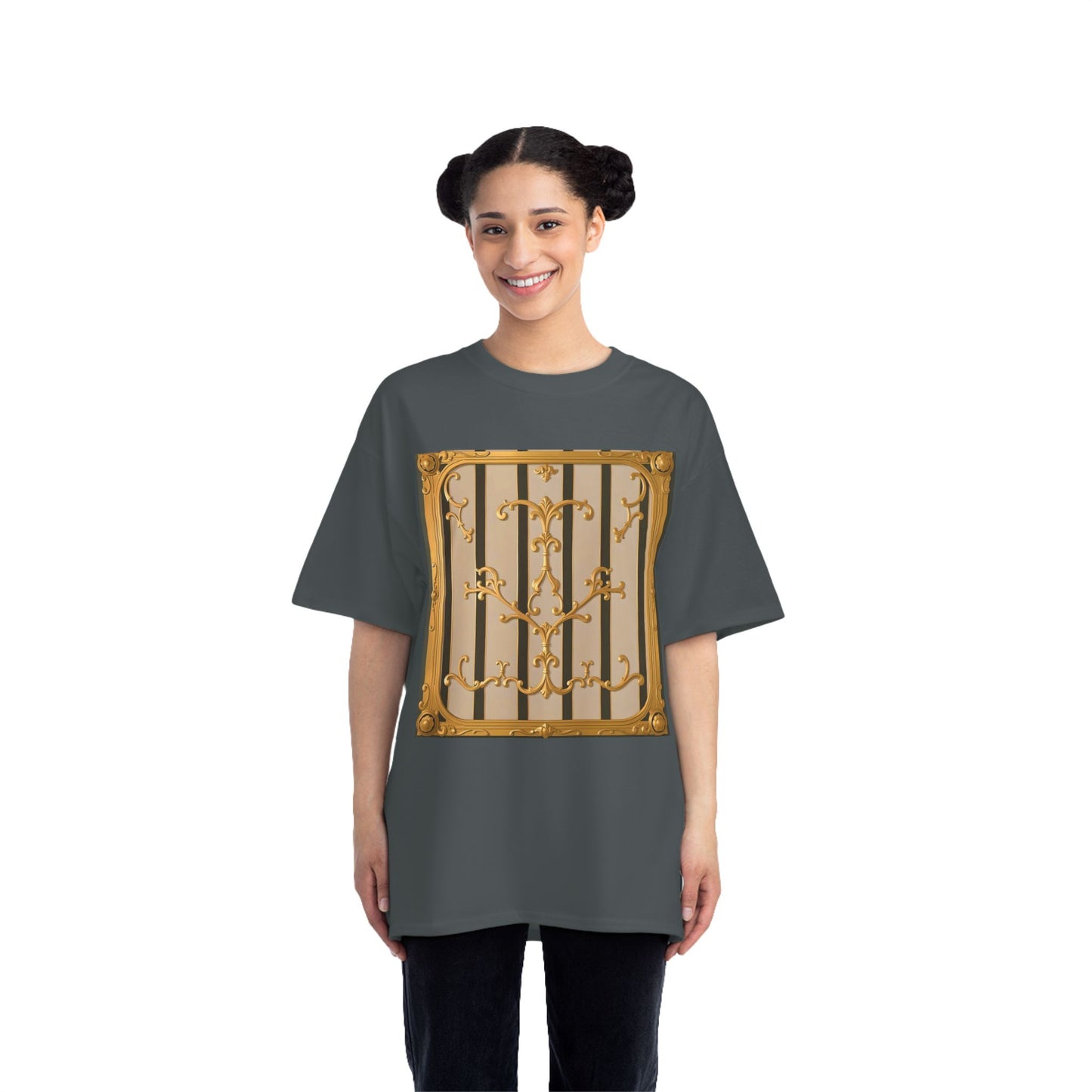Beefy-T® Unisex Short-Sleeve T-Shirt - Beige Striped Gold Rococo