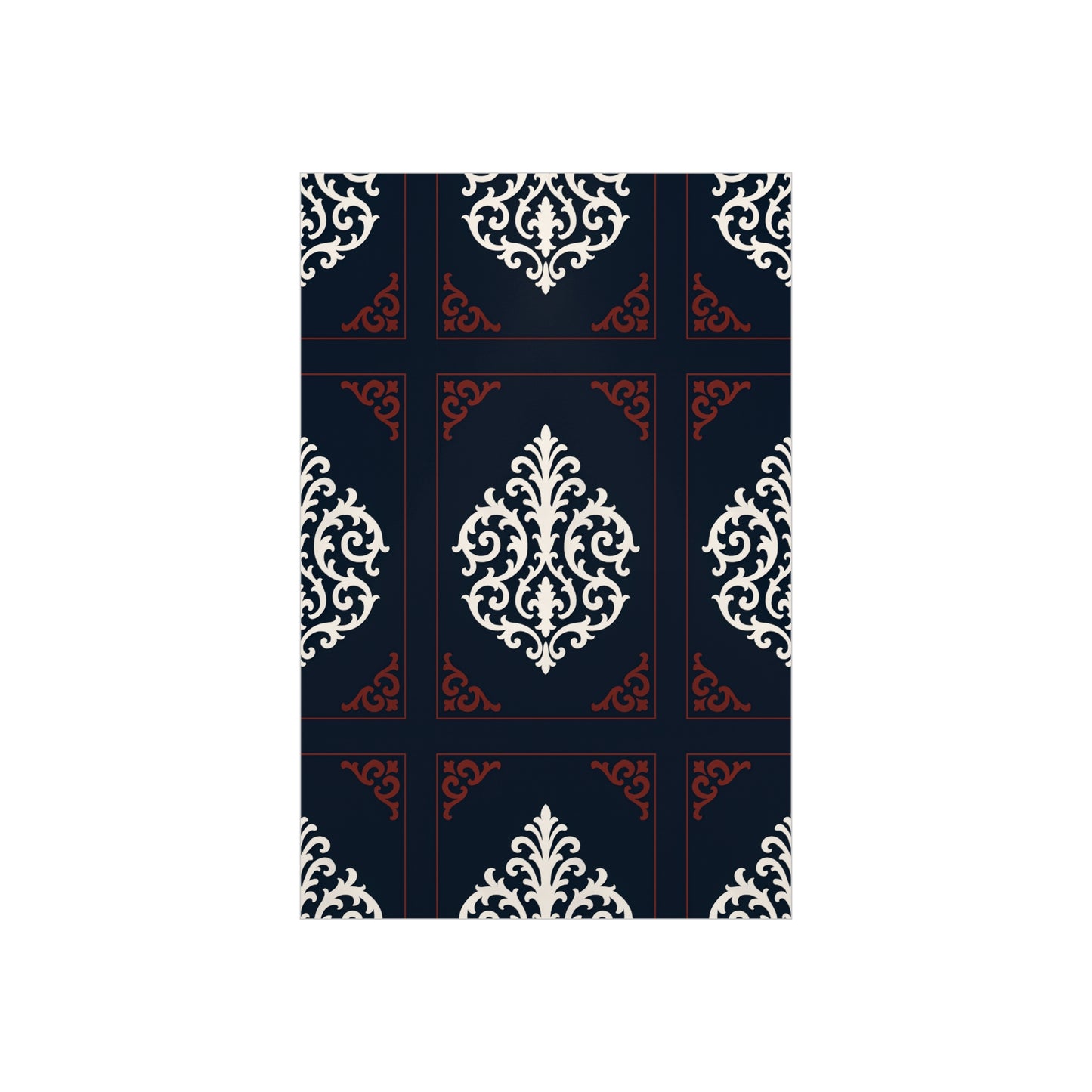 Dusk Blue-Maroon & White Baroque Foam Board Wall Art — Blue, White & Maroon Pattern