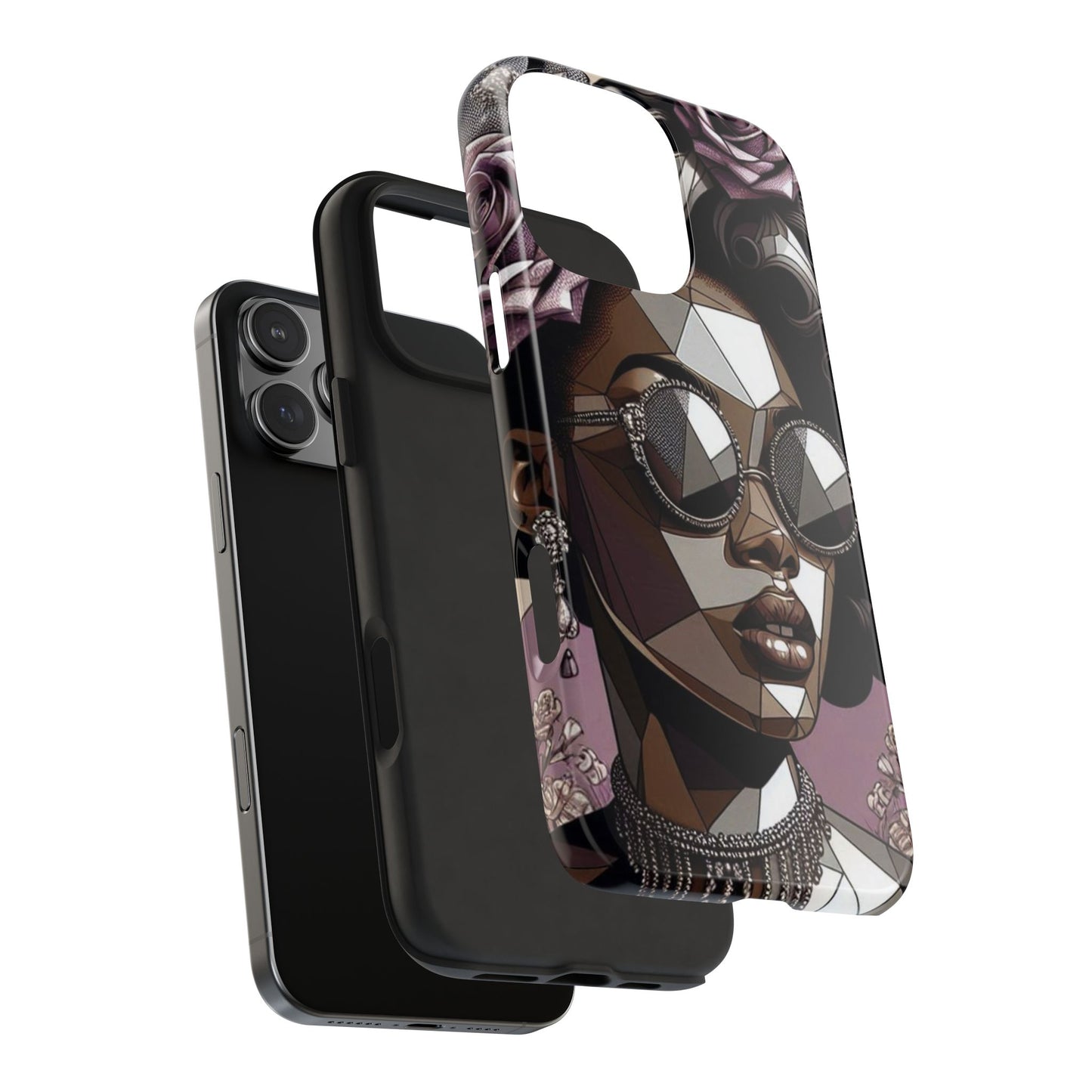 Chic Geometric Phone Case, Stylish Tough Case for Women, Unique Gift, Floral Design, Modern Accessories for Everyday Use - Lilac Baroque Lady