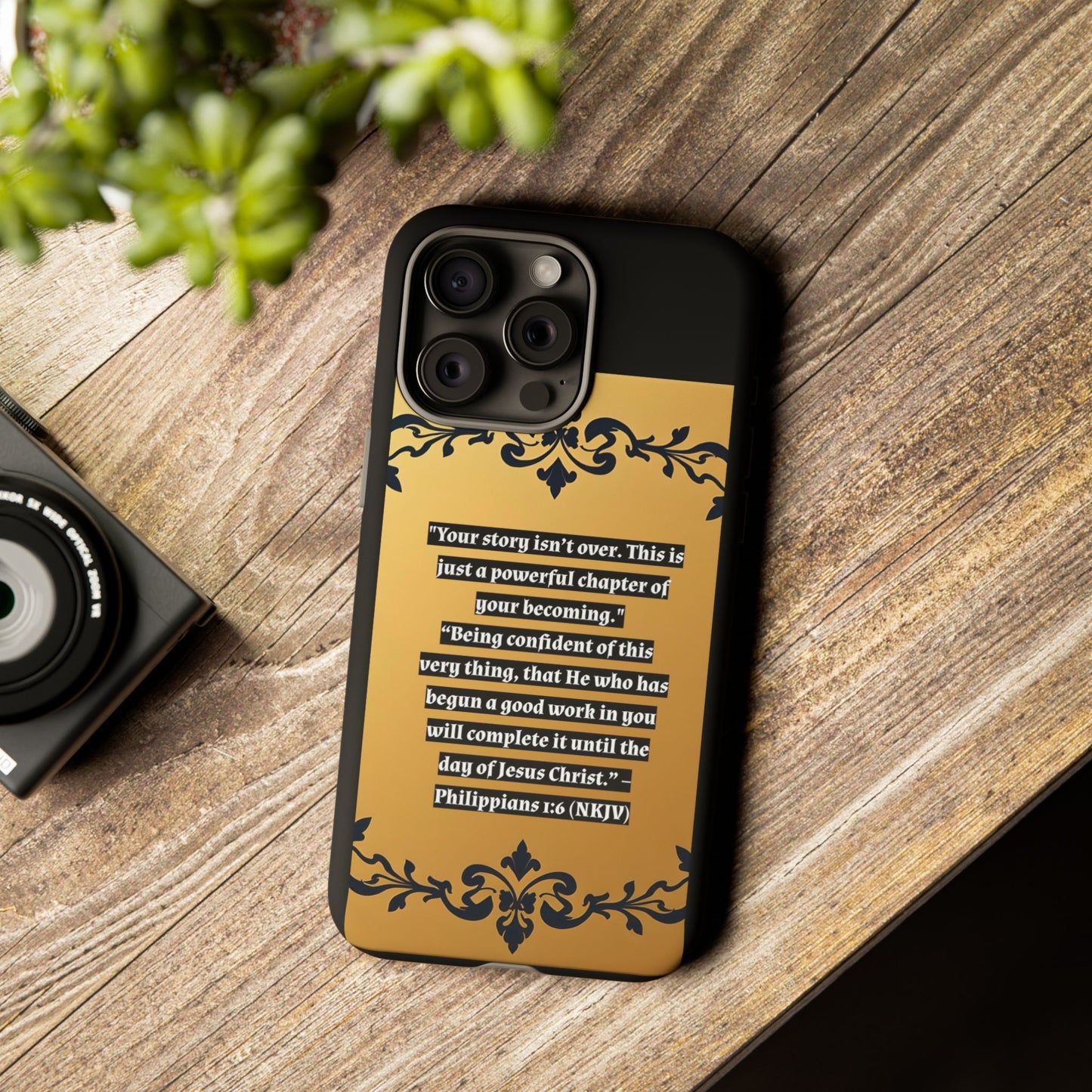 Elegant Floral Motif Phone Case - Tough Cases with Vintage Design - "Your story isn't over"