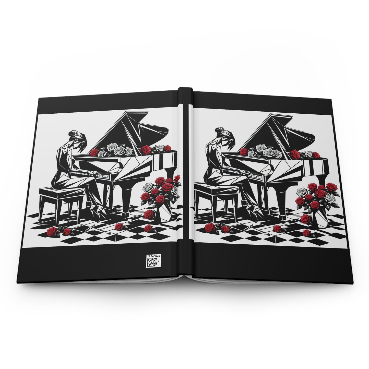 Elegant Piano Rose Hardcover Journal - Perfect for Musicians & Art Lovers