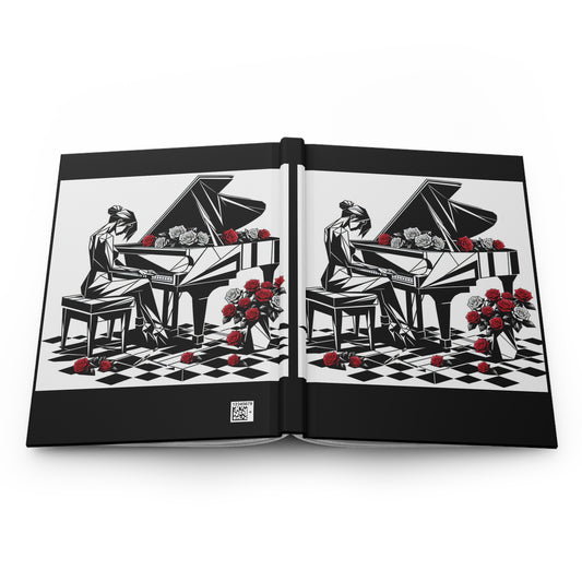 Elegant Piano Rose Hardcover Journal - Perfect for Musicians & Art Lovers