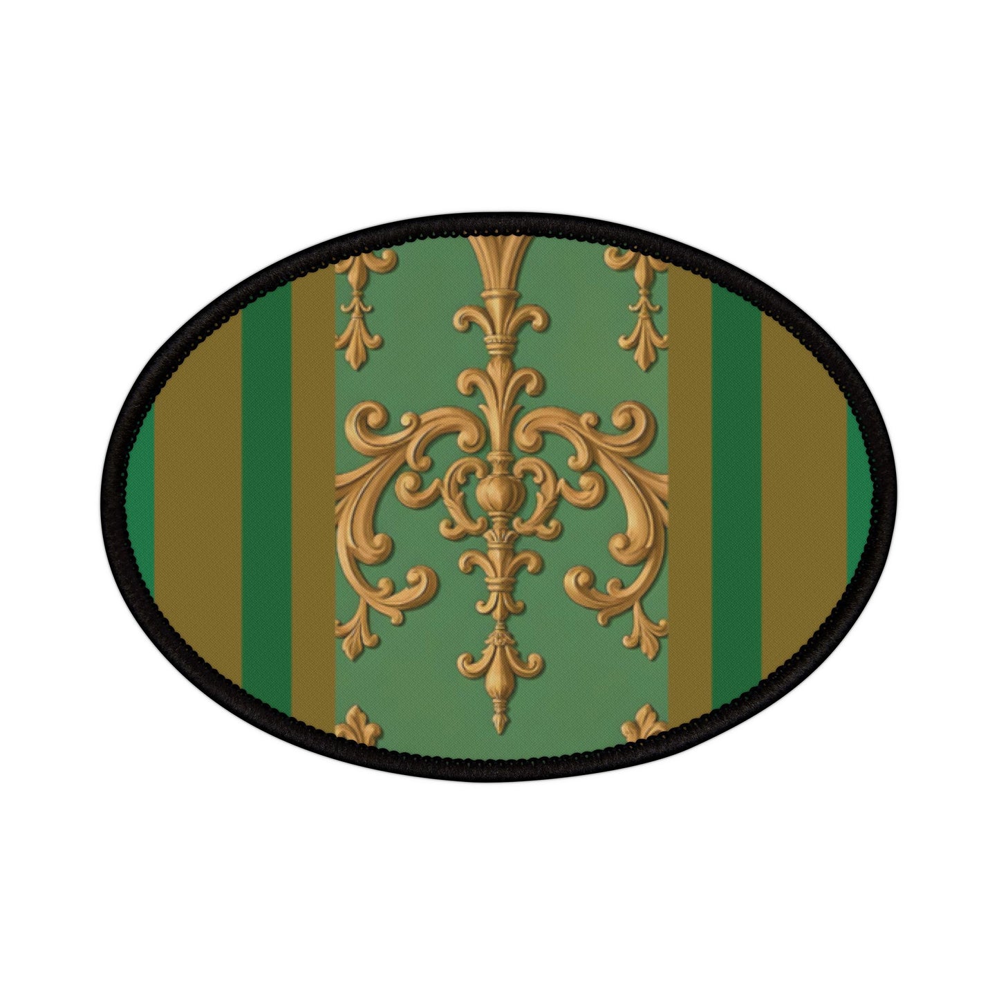 Vintage Floral Iron-On Patches | DIY Crafts, Upcycled Fashion, Jacket Embellishments, Gift for Crafters - Olive Green Striped Rococo