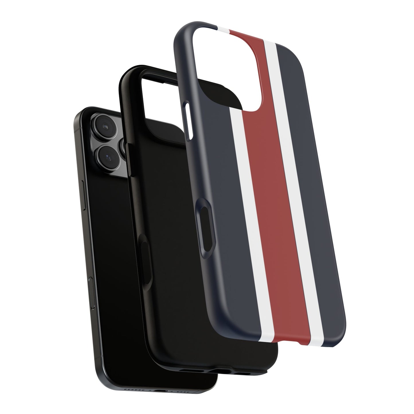 Lunar Midnight & Red-White Striped Stylish Phone Case - Tough Cases, Custom iPhone Cover, Sleek Phone Accessories, Gifts for Him/Her