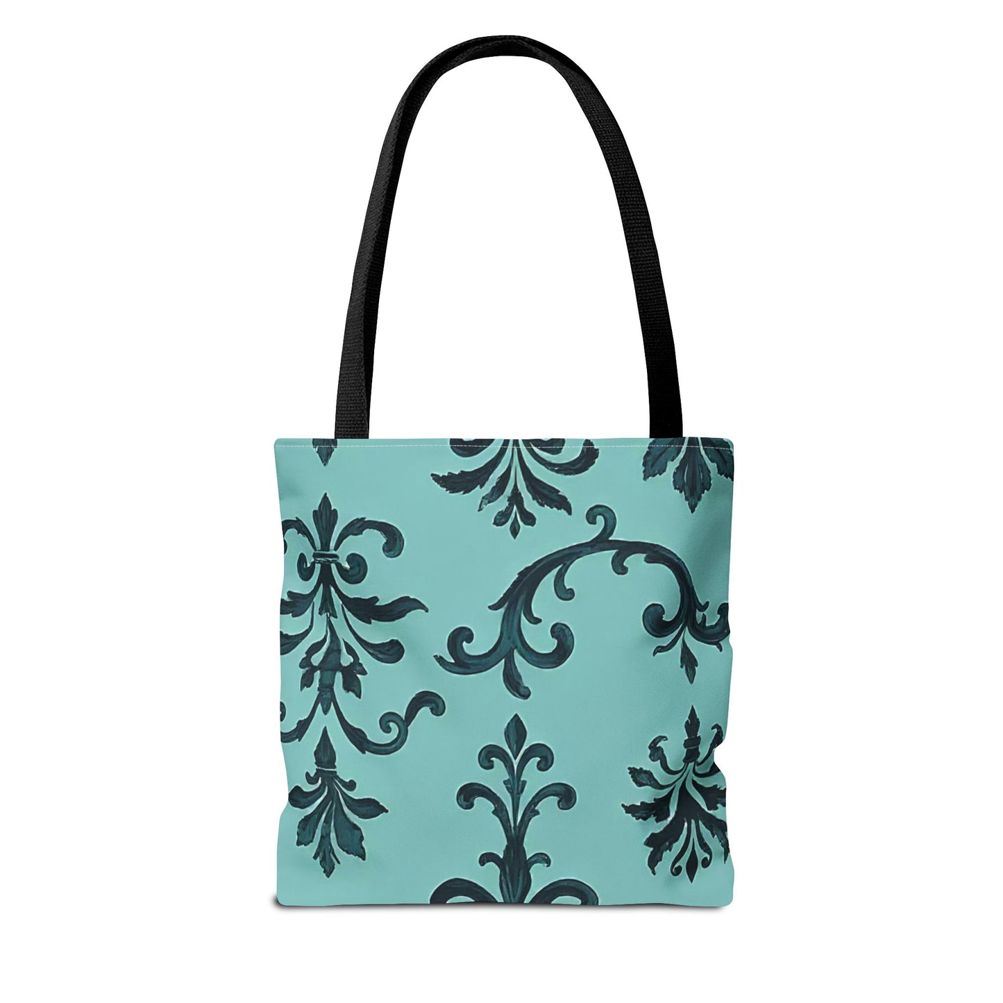 Chic Floral Tote Bag – Stylish Canvas Shopper, Gift for Her, Birthday Present, Everyday Use, Eco-Friendly, Floral Print - Teal Striped Rococo