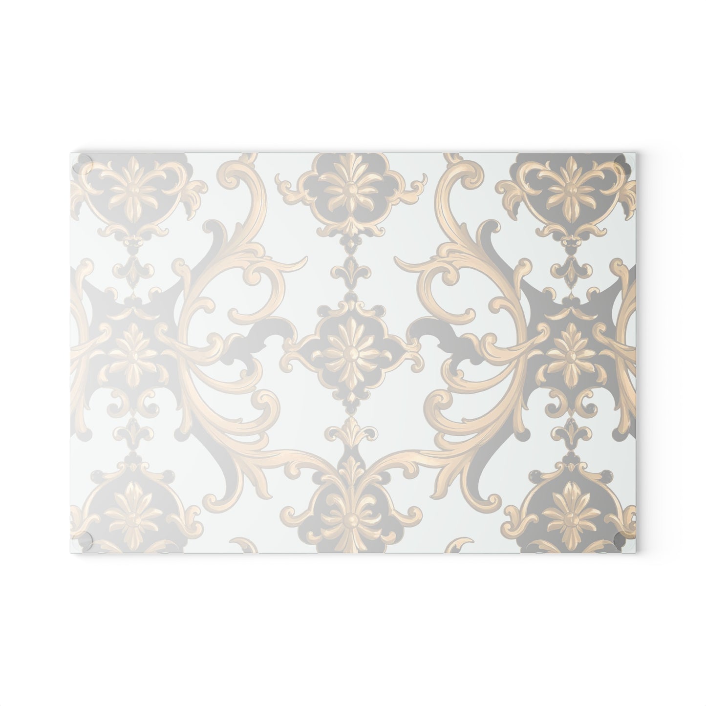 Elegant Kitchen Glass Cutting Board - Decorative Cooking Gift, Home Decor, Wedding Present, Culinary Art, Housewarming Gift - Black & Gold Rococo