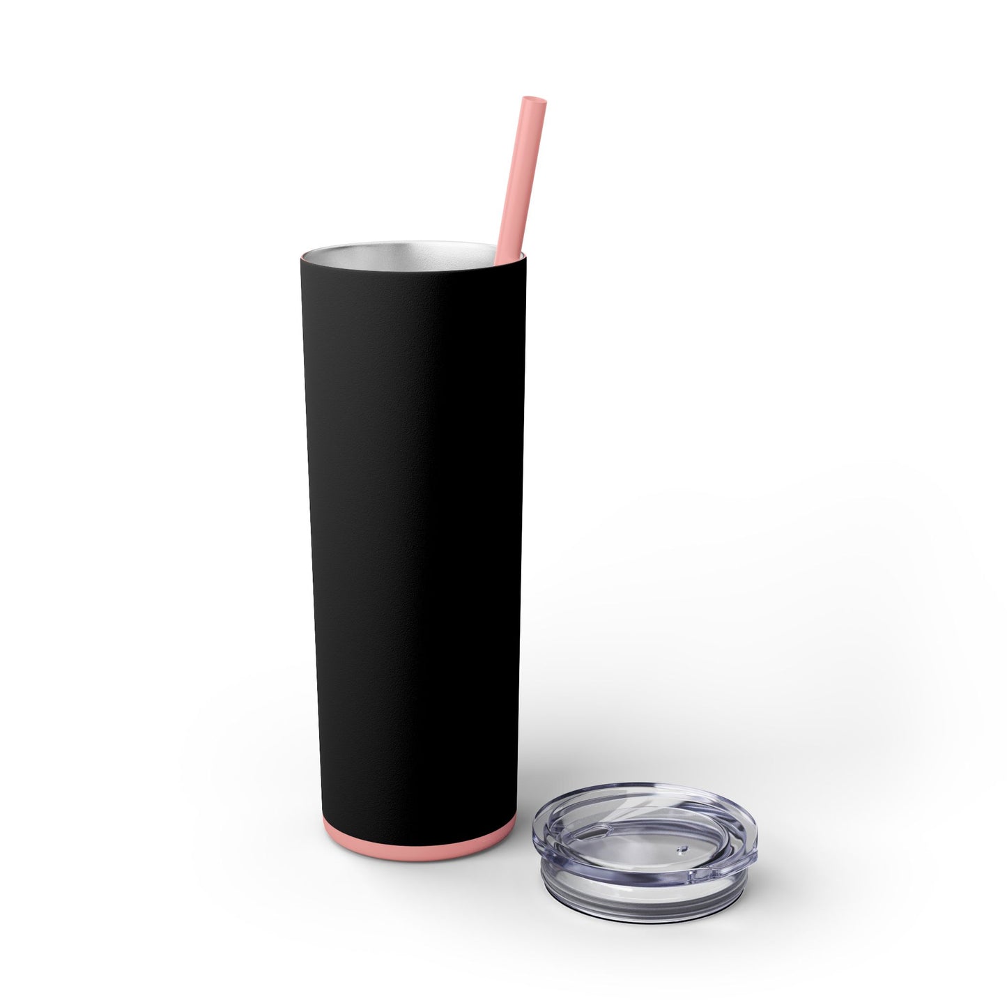 Stylish Black Skinny Tumbler with Straw, 20oz - Perfect for Coffee, Juice, and Smoothies, Ideal Gift for Any Occasion