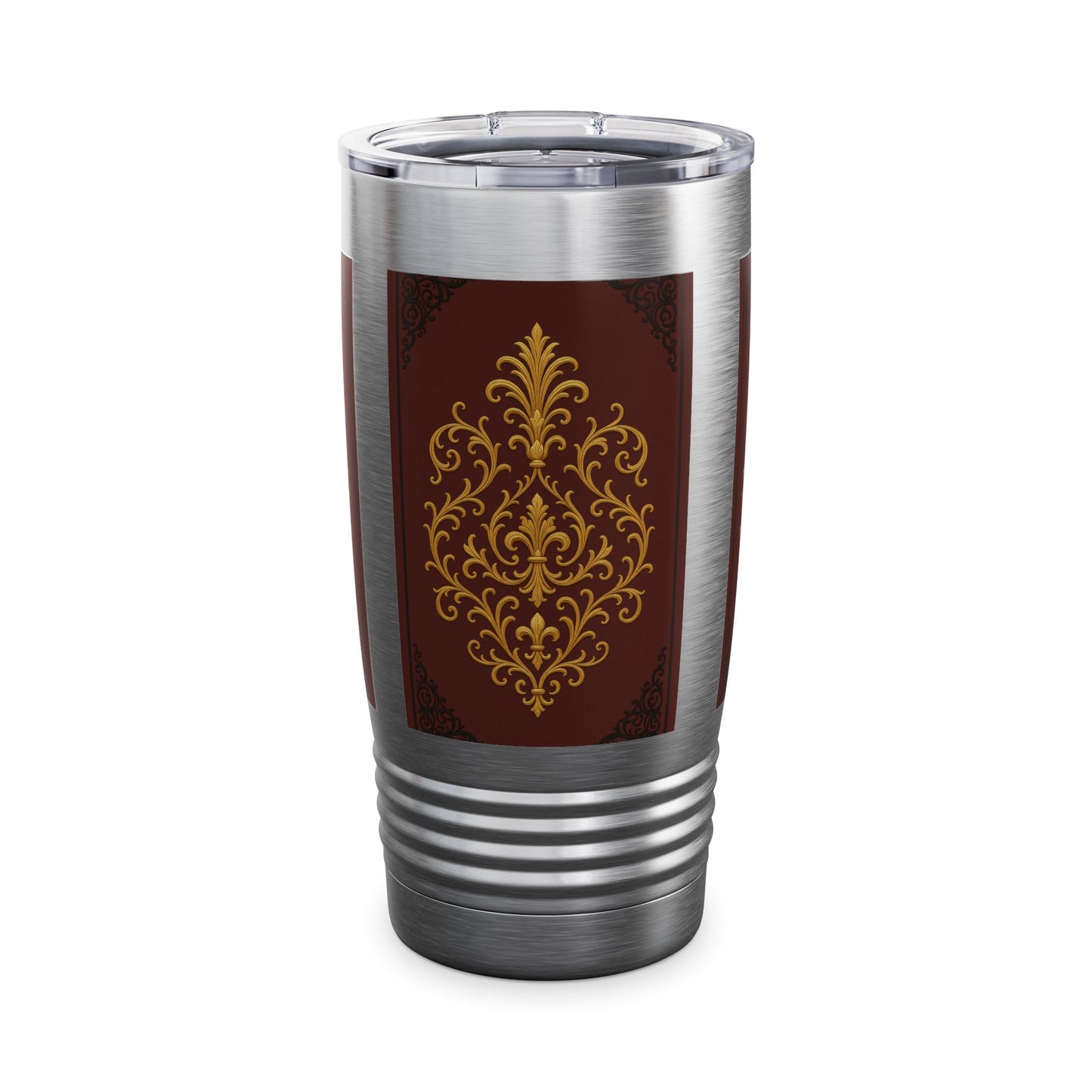 Dusk Burgundy-Black & Gold Baroque 20oz Tumbler – Elegant Gold Baroque on Burgundy