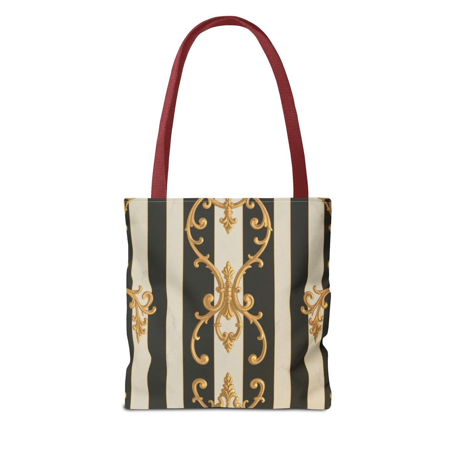 Elegant Black & Alabaster Striped Baroque Tote Bag, Stylish Shopping Bag, Fashion Accessory, Gift for Her, Reusable Bag, Perfect for Events