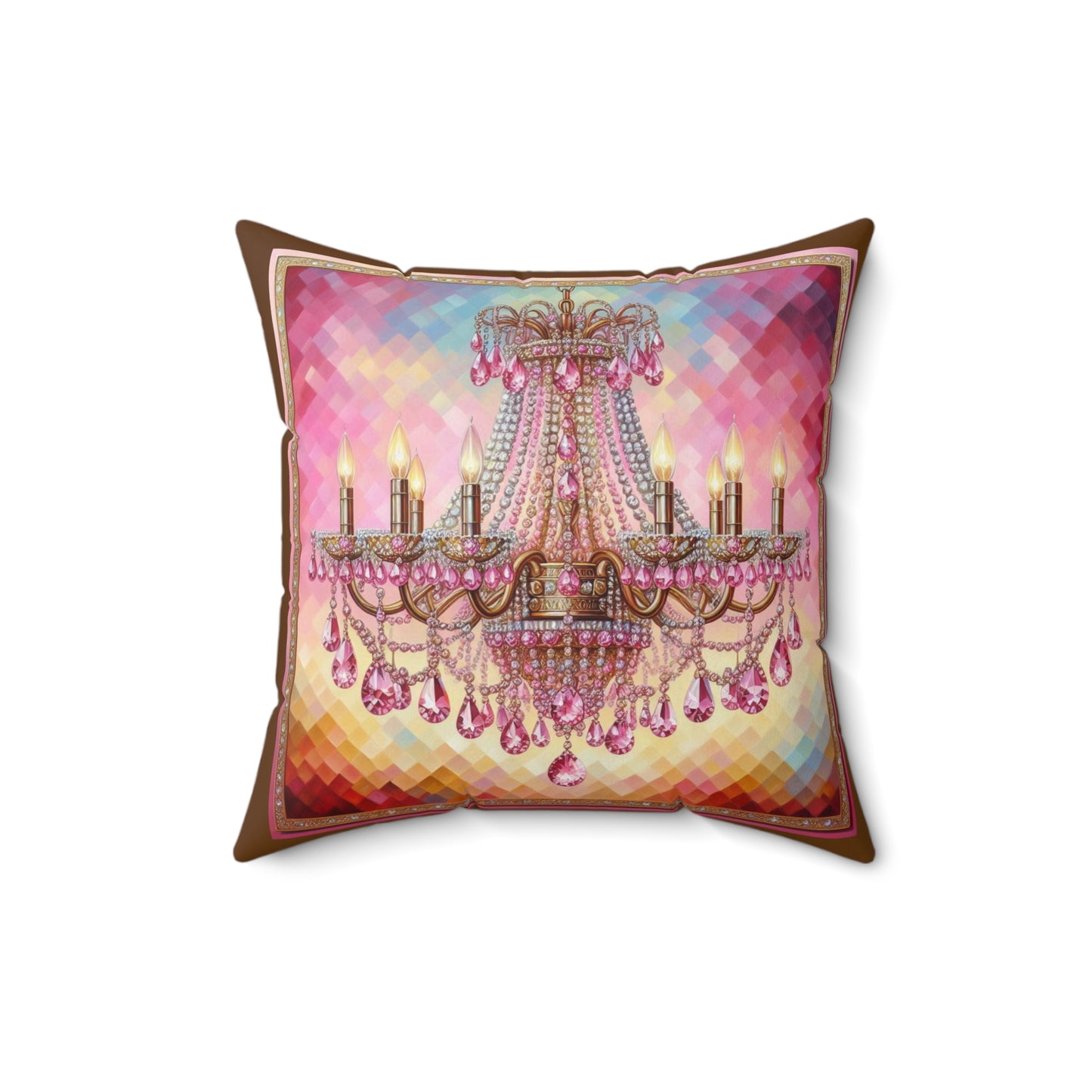 Elegant Glam Chandelier Pillow, Chic Home Decor, Elegant Gift for Her, Wedding Decoration, Vibrant Cushion - Pink Jeweled Chandelier