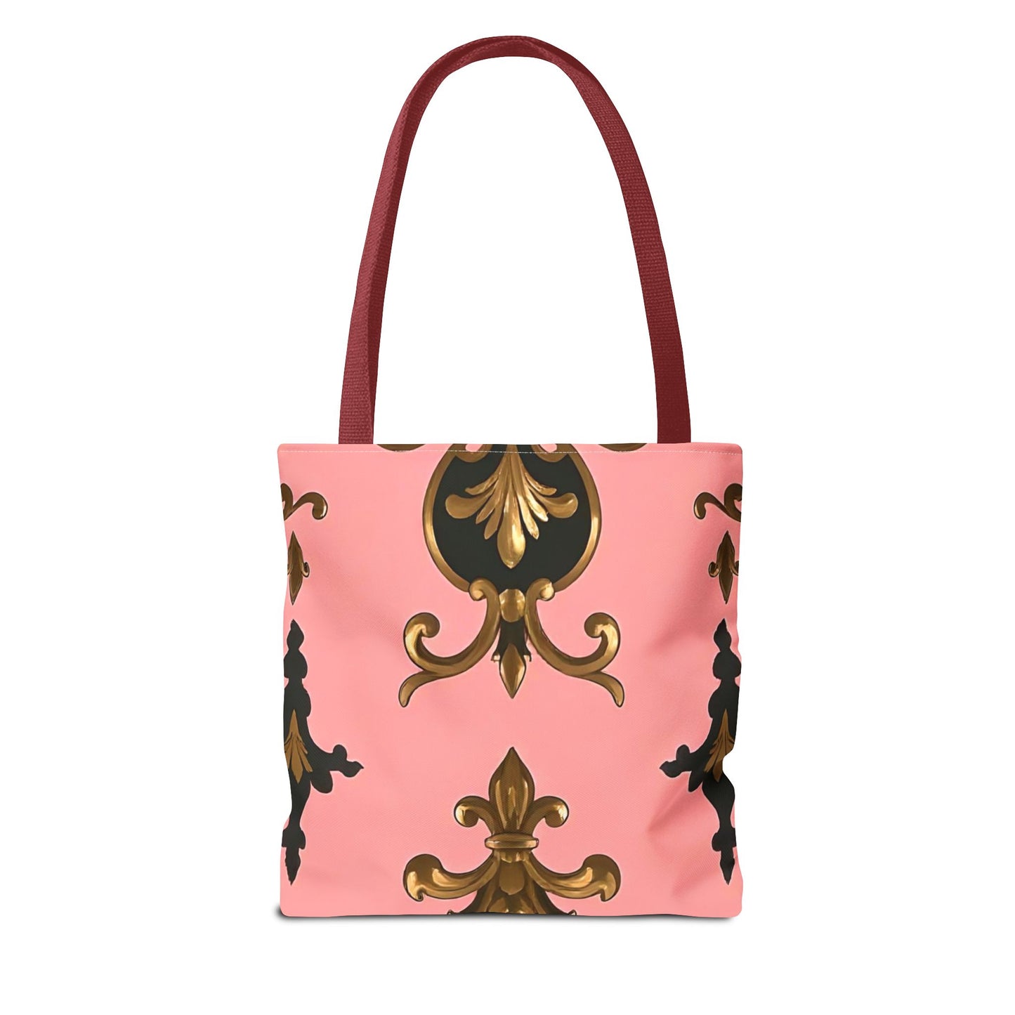 Elegant Patterned Tote Bag - Chic Carry-All for Everyday Use, Fashion Accessory - Pink, Black & Gold Rococo