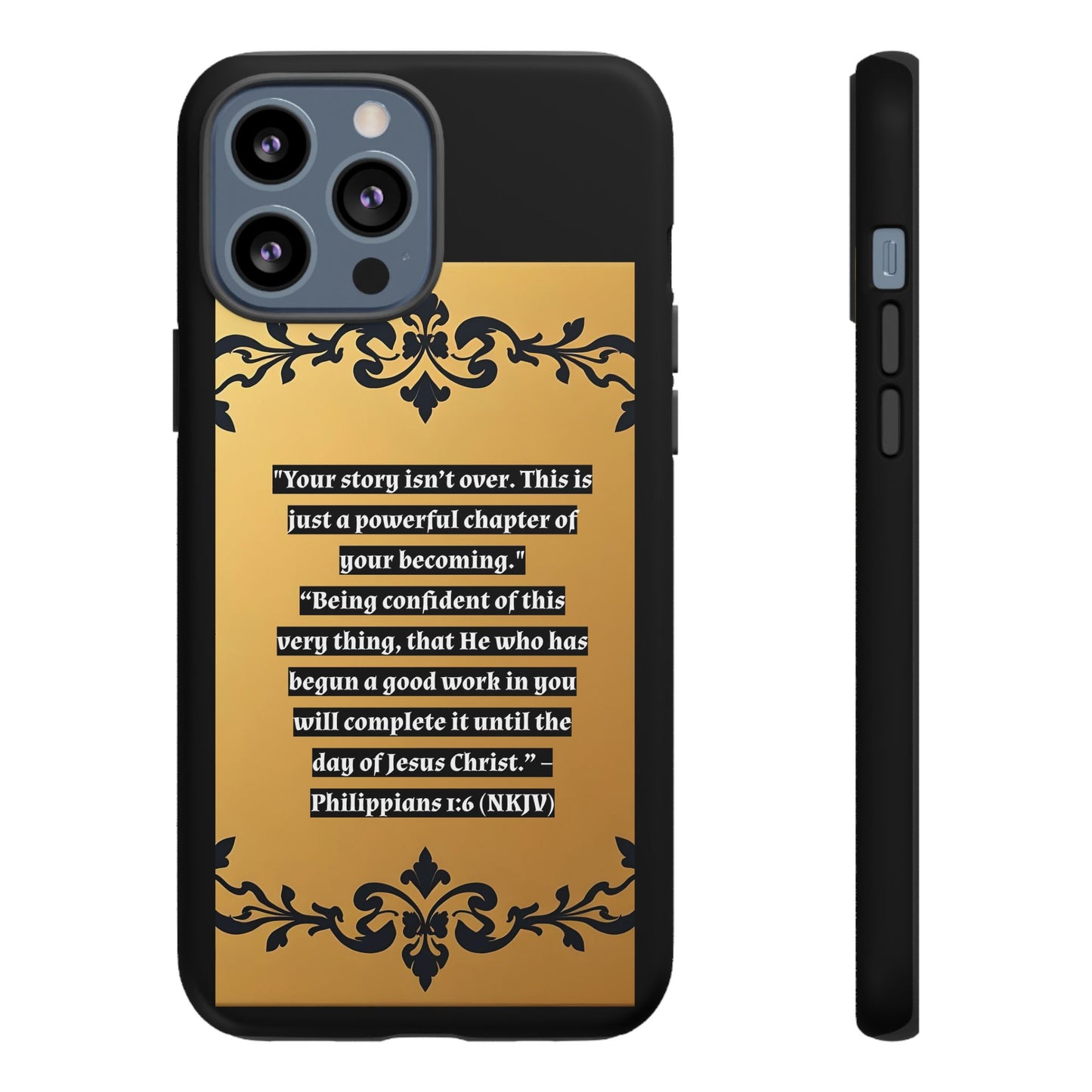 Elegant Floral Motif Phone Case - Tough Cases with Vintage Design - "Your story isn't over"