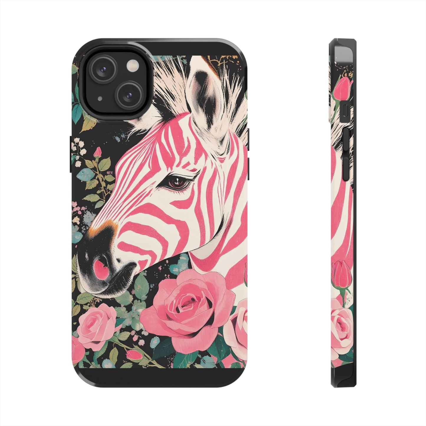 Pink Zebra Tough Phone Case - Trendy Floral Design for Animal Lovers
