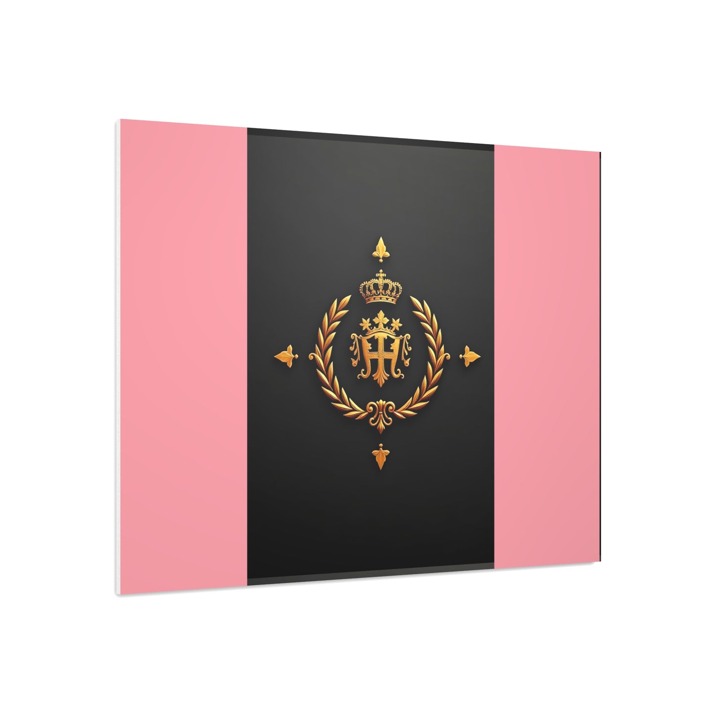 Elegant Wall Art Foam Board, Luxurious Home Decor, Modern Design Display, Stylish Room Accent, Office Decor, Unique Gift - Pink Striped Gold Crest