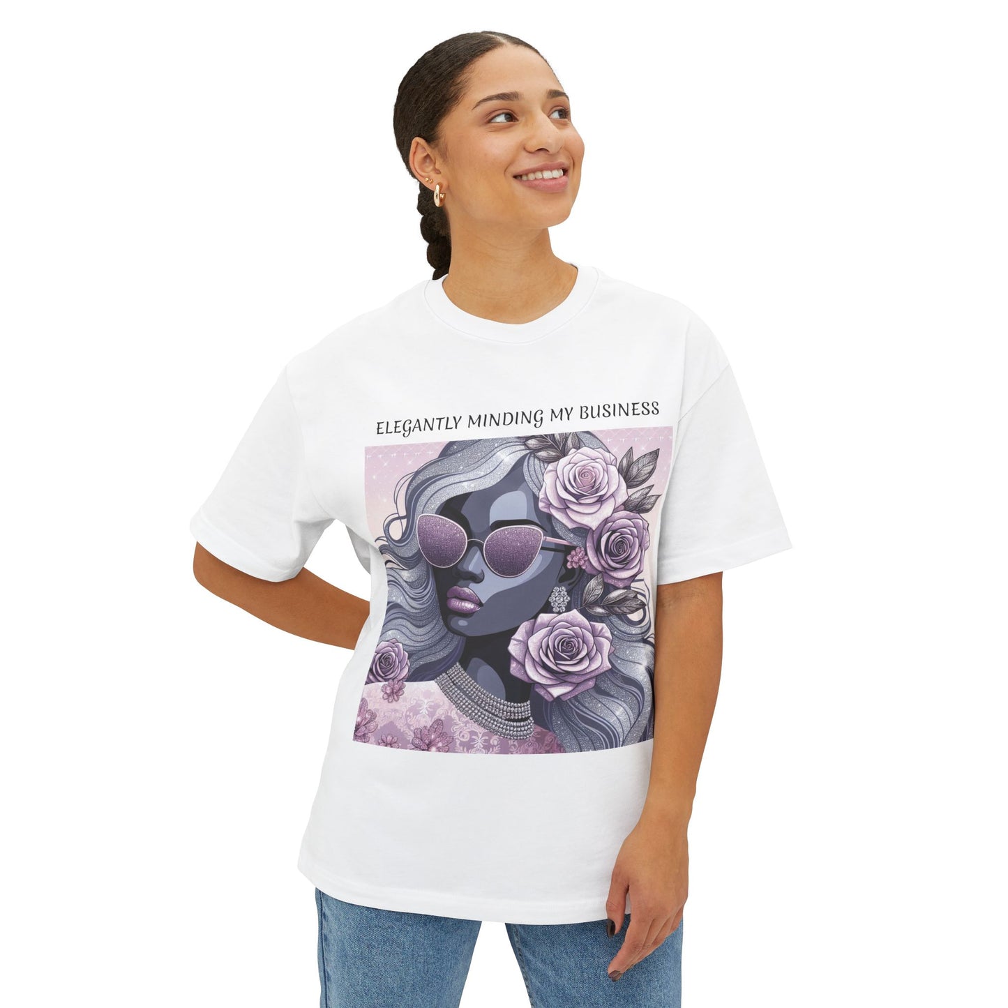 Elegantly Minding My Business Oversized Boxy Tee
