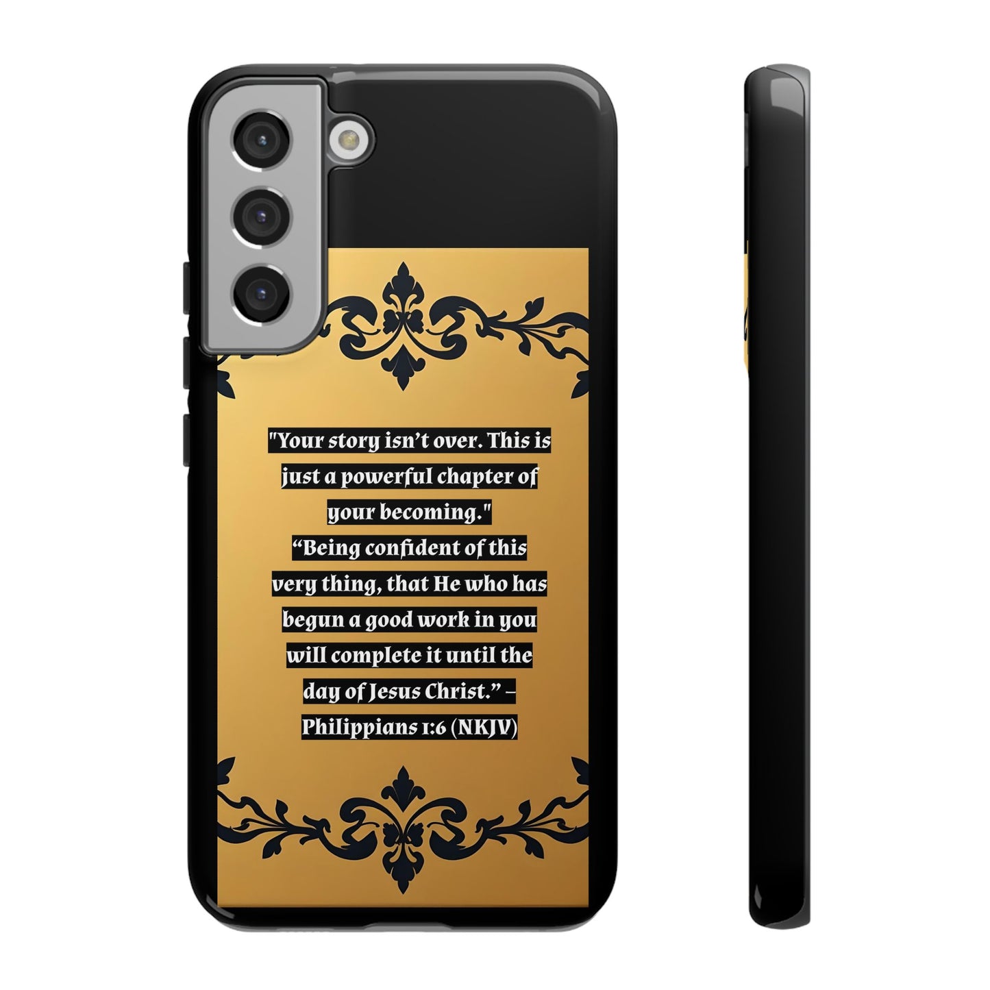 Elegant Floral Motif Phone Case - Tough Cases with Vintage Design - "Your story isn't over"