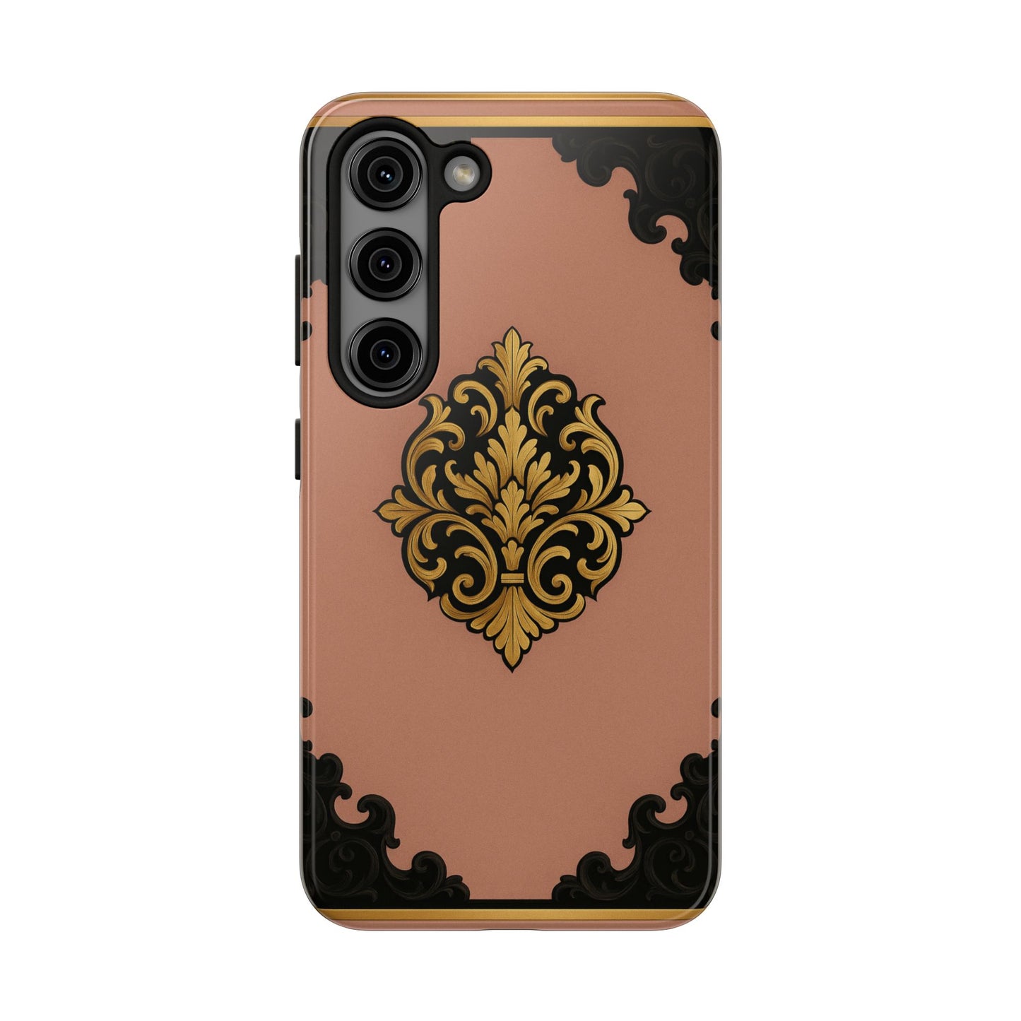 Mauve & Black-Gold Baroque Tough Phone Case — Ornate Protective iPhone Cover