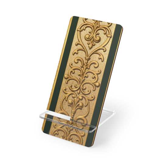 Elegant Teal Striped Gold Baroque Smartphone Display Stand, Decorative Phone Stand, Stylish Desk Organizer, gifts for her, home office decor