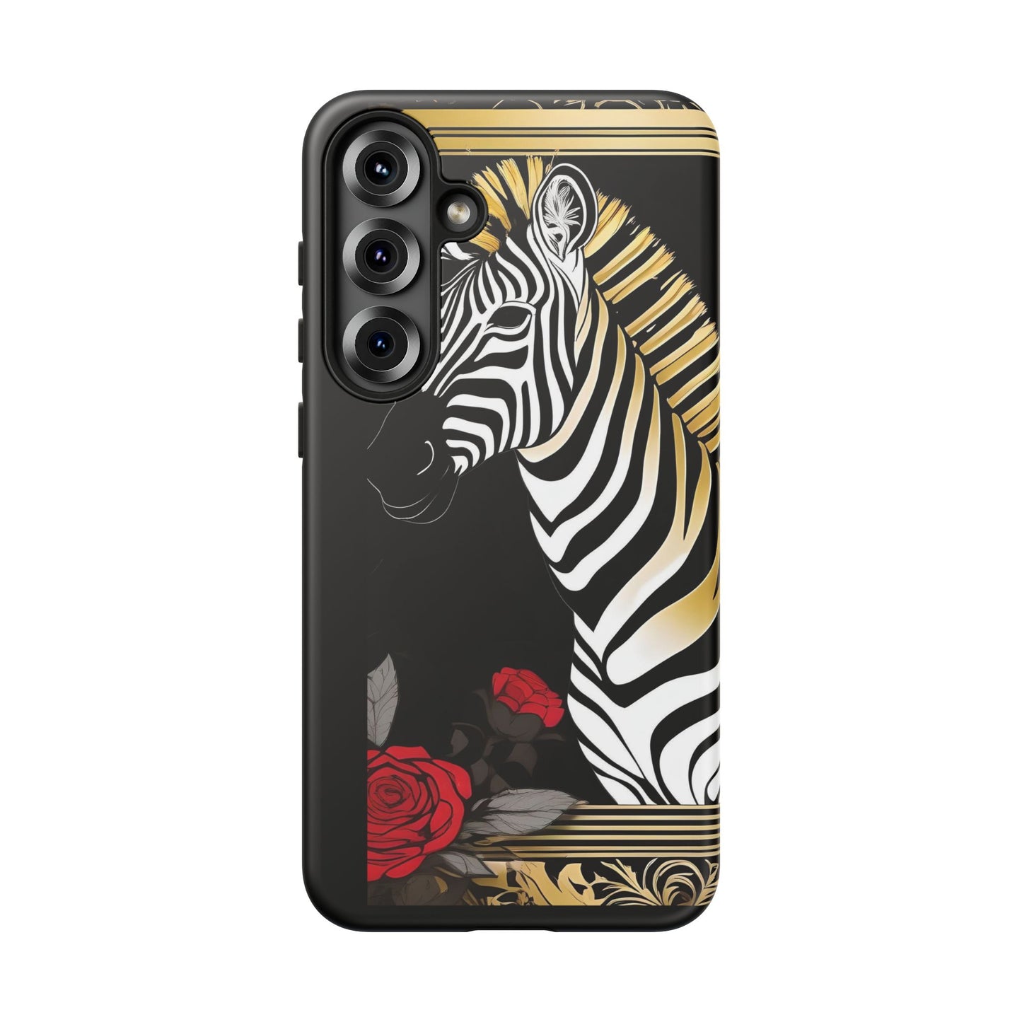 Phone Case - Elegant Zebra & Roses Design