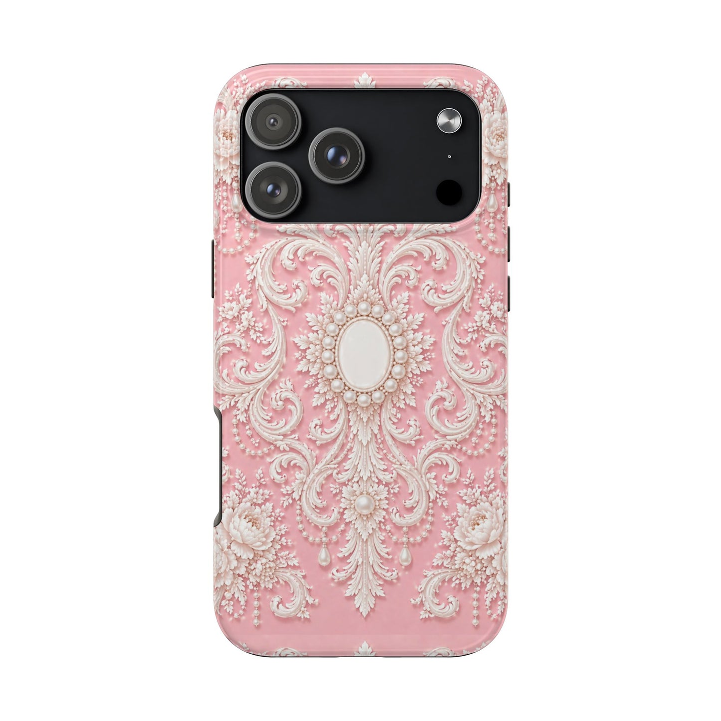 Pink Rococo Elegant Floral Tough Phone Case - Pink Vintage Design