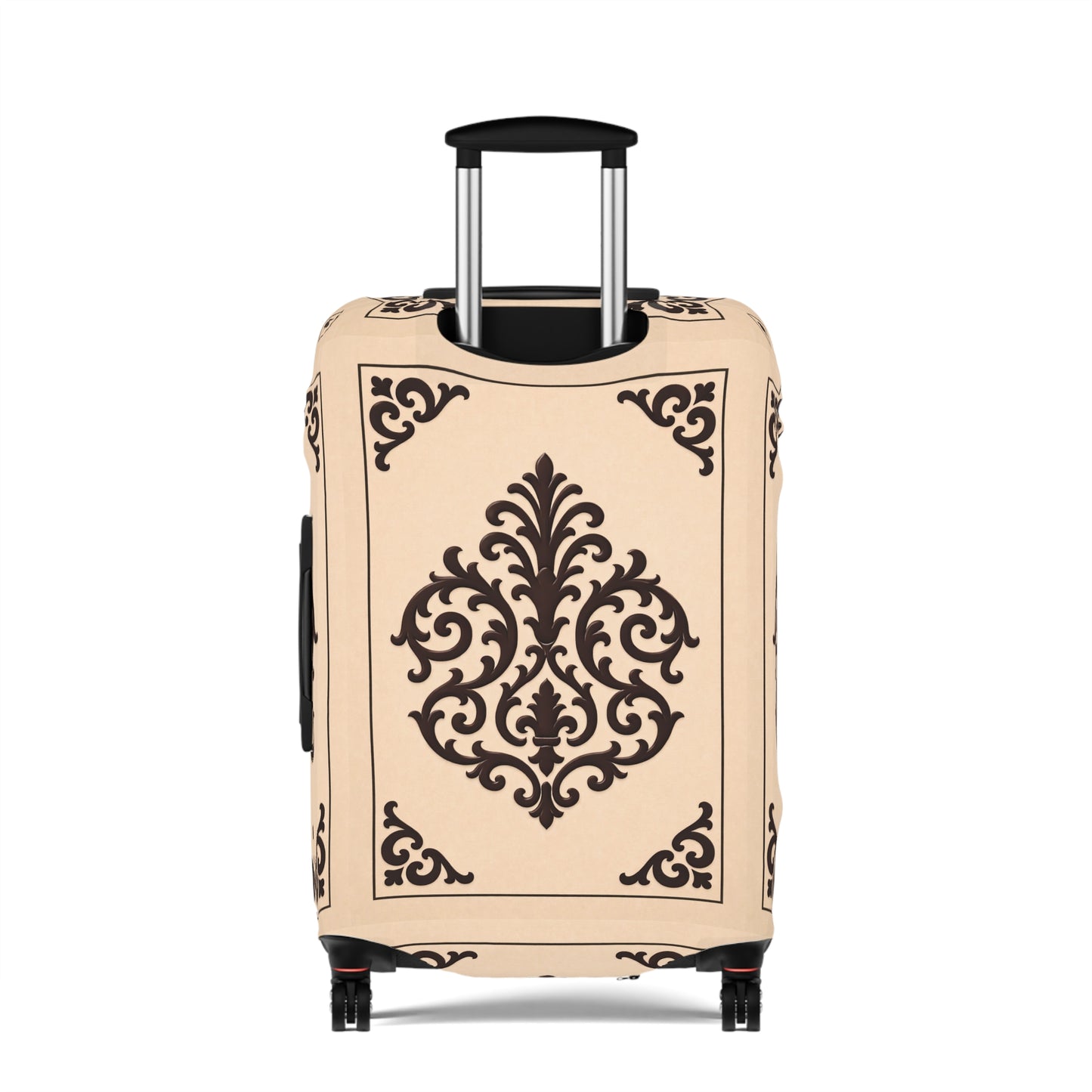 Almond-Beige & Brown Baroque Luggage Cover — Beige Vintage Travel Protector