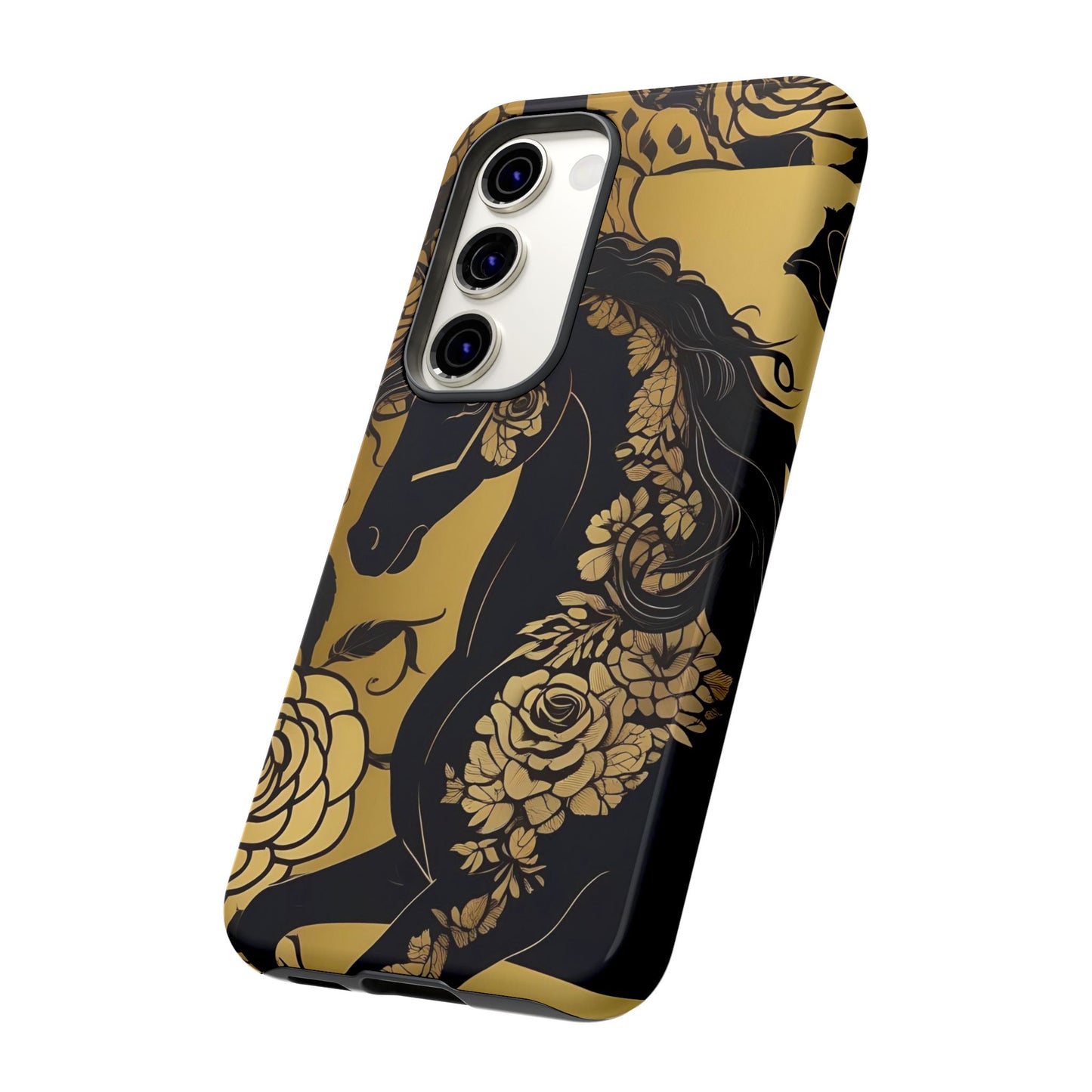 Phone Case - Elegant Horse & Roses Design
