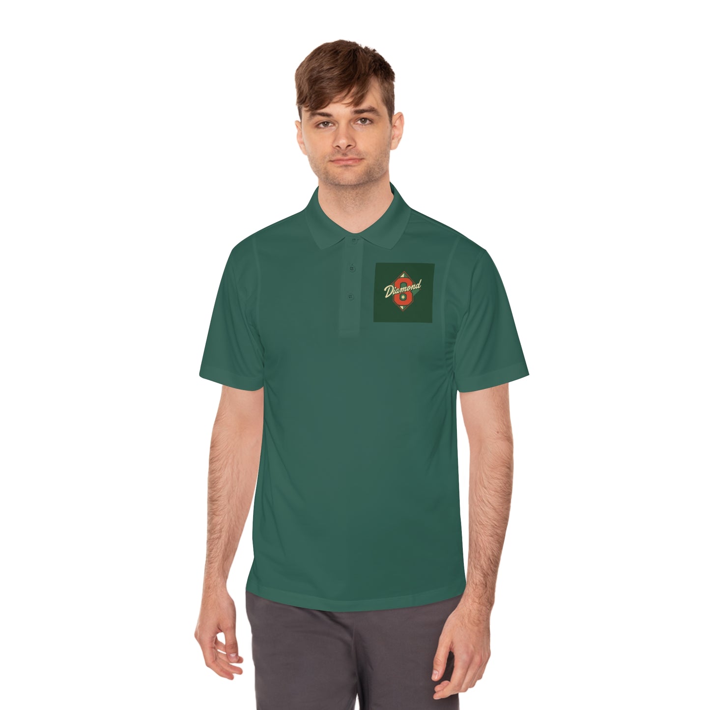 Men's Sport Polo Shirt with Green Design, Casual Wear, Gym Apparel, Outdoor Events, Golf Shirt, Father's Day Gift - Diamond 8