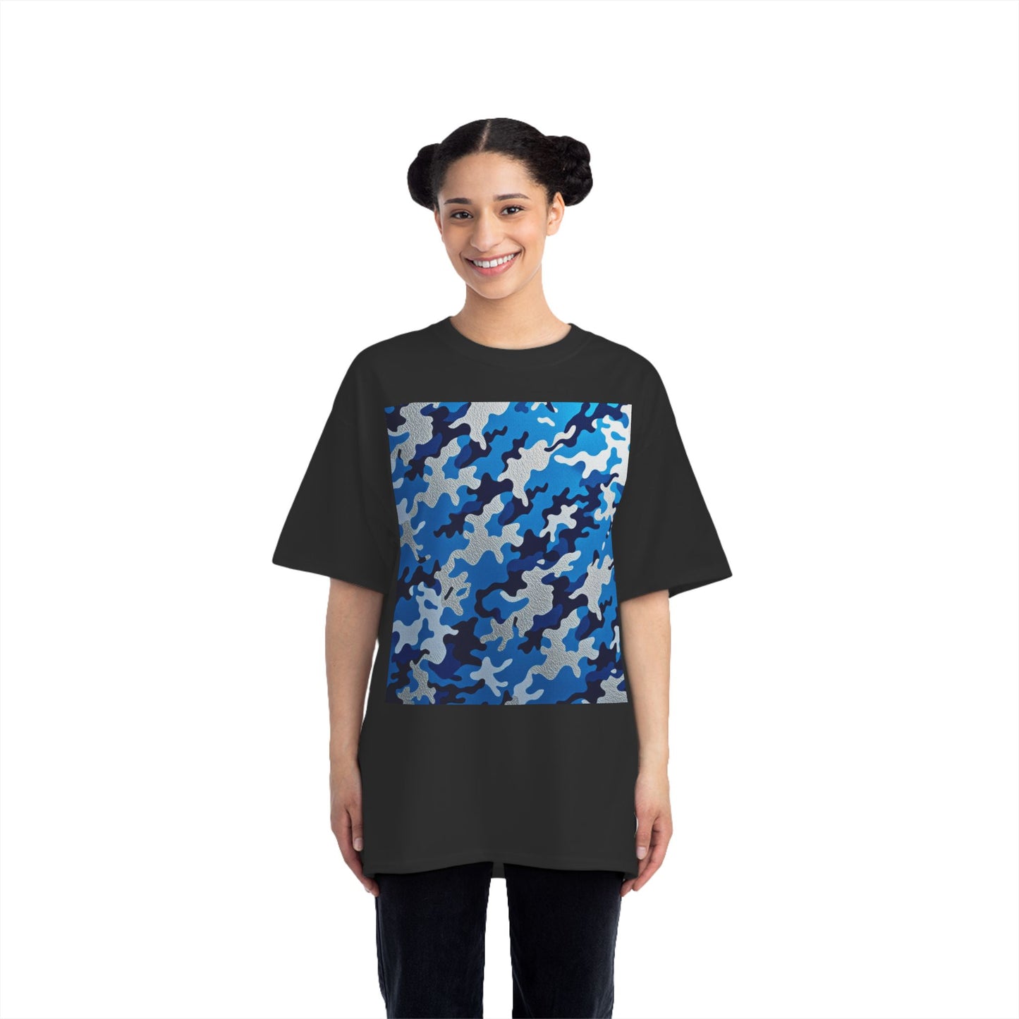 Stylish Camo Tee for Adventurers, Unisex Casual Wear, Summer Outing Shirt, Gift for Outdoorsy Friends, Trendy Graphic Tee - Blue Camo