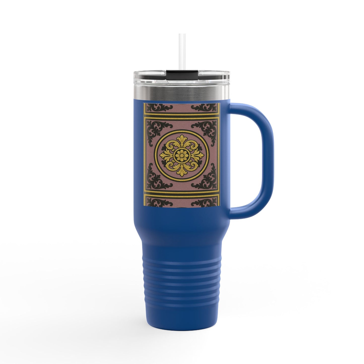 Gilded Mauve With Gold-Black Baroque Stylish Insulated Travel Mug | 40oz Coffee Cup for On-the-Go | Perfect Gift for Coffee Lovers, Road Trips