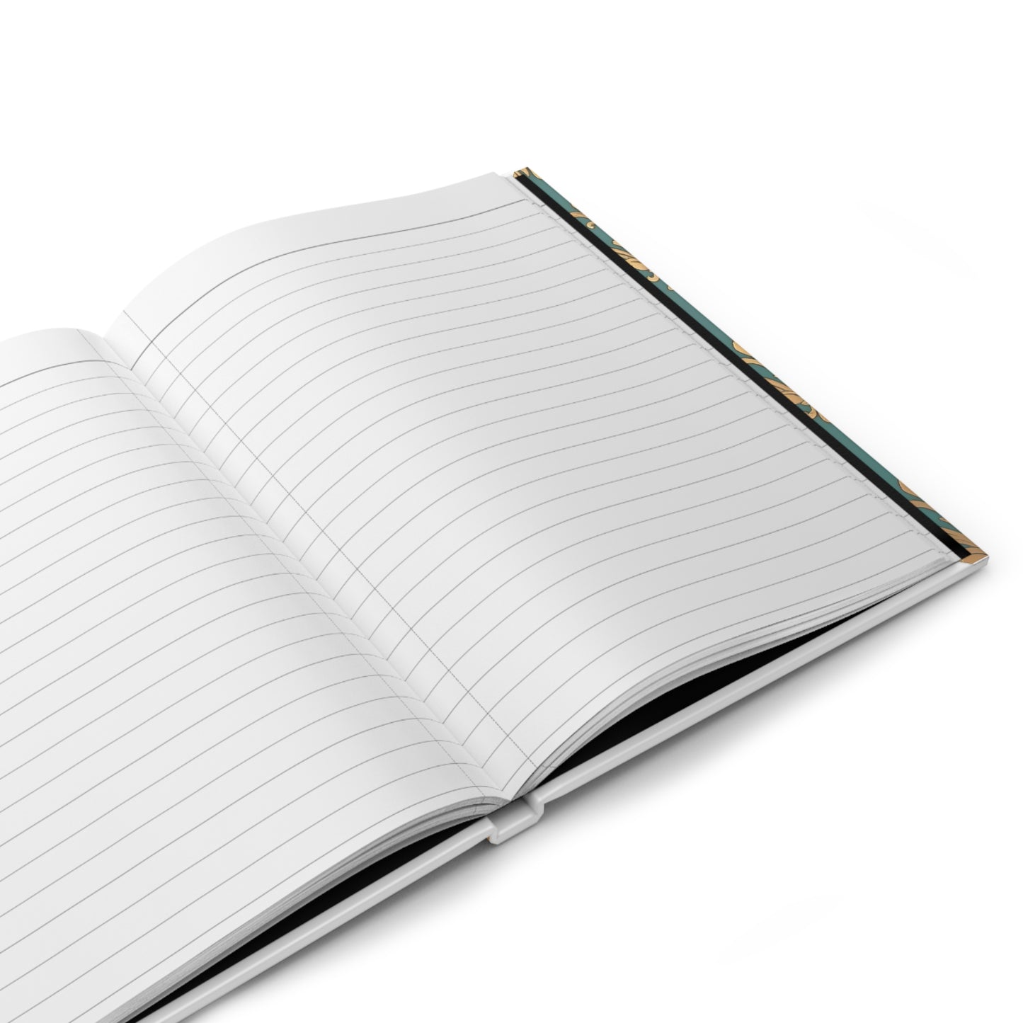 Elegant Floral Hardcover Journal - Stylish Writing Notebook - Aqua & Gold Damask Design