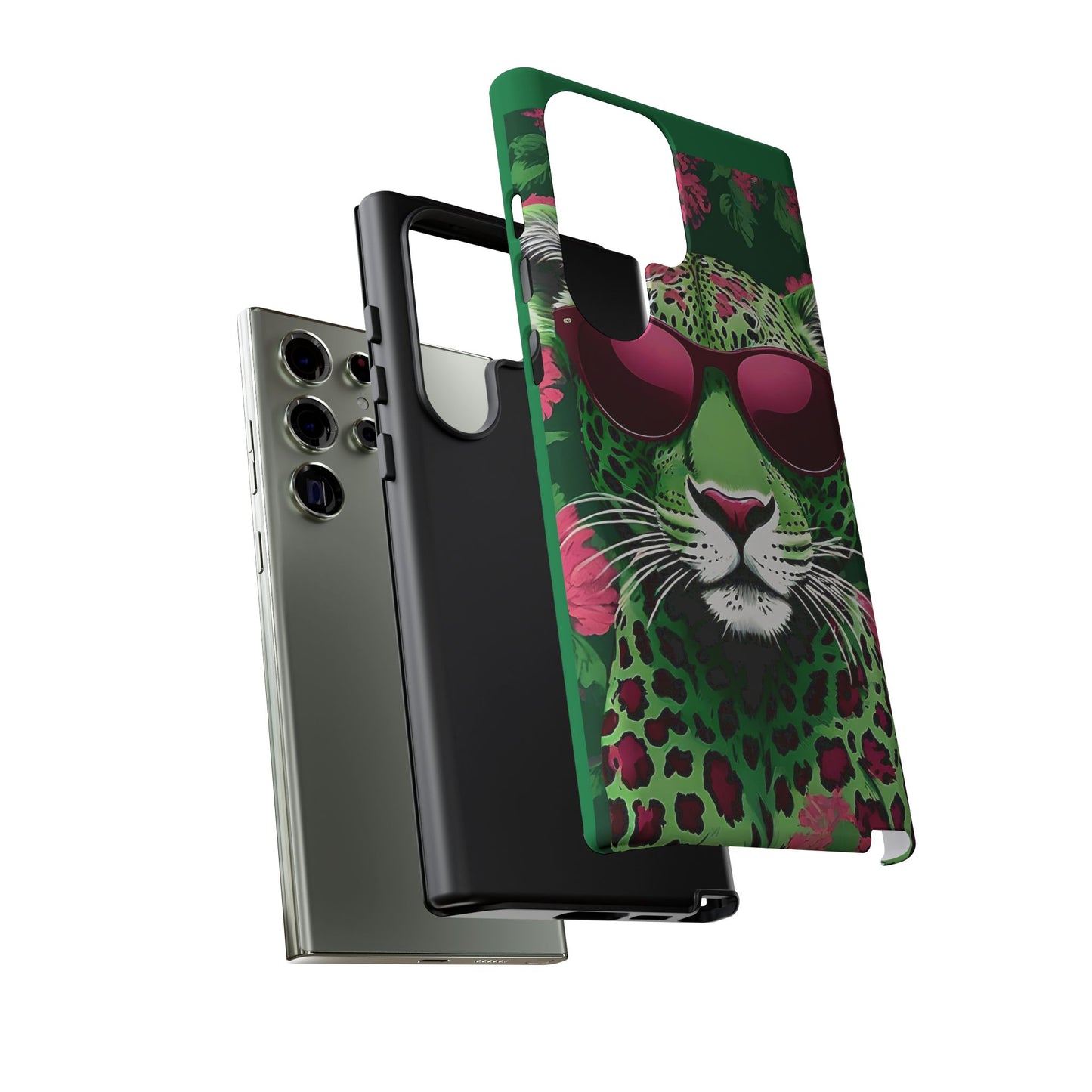 Phone Case - Lime Green & Burgundy Leopard In Sunglasses Design