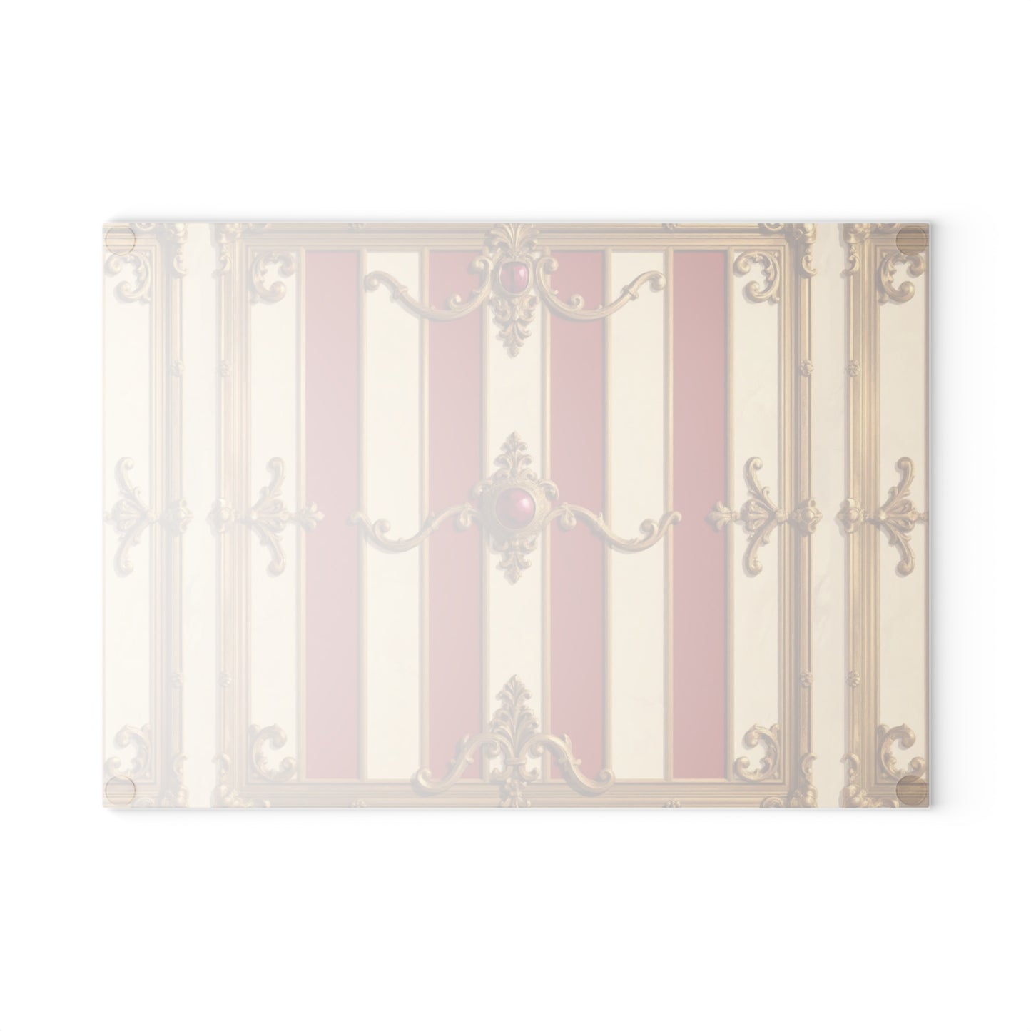 Elegant Baroque Pattern Glass Cutting Board – Perfect for Home Chefs and Culinary Gifts - Alabaster & Dusk Orange Striped Baroque