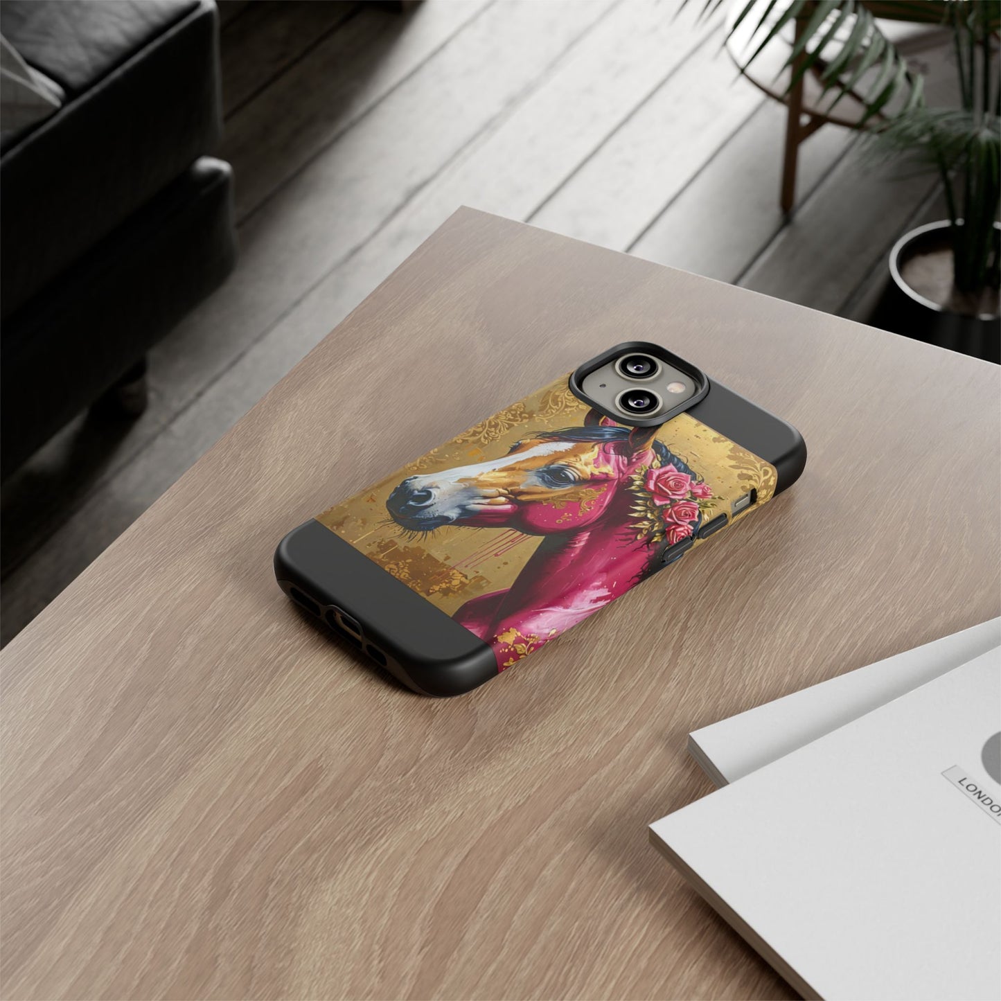 Phone Case - Elegant Horse Damask Design