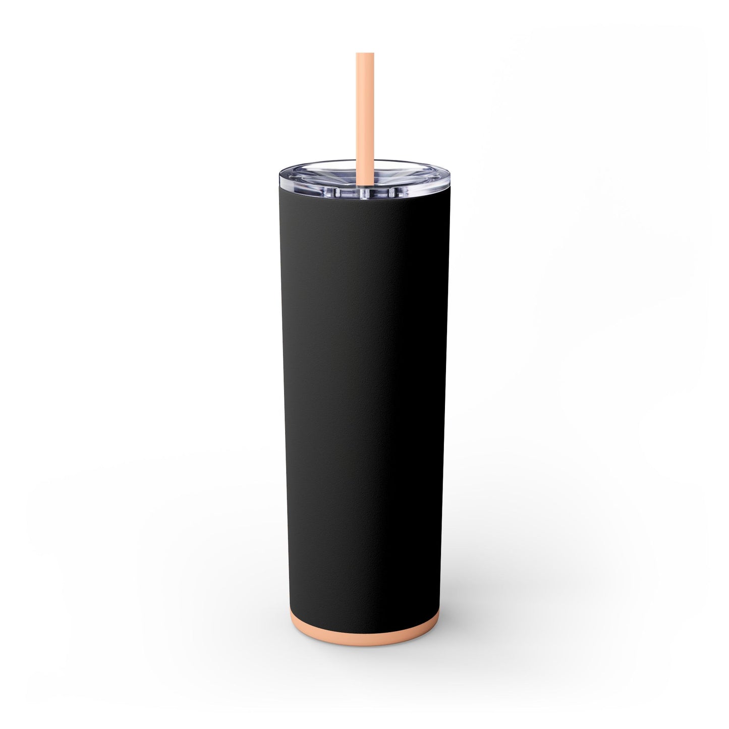 Stylish Black Skinny Tumbler with Straw, 20oz - Perfect for Coffee, Juice, and Smoothies, Ideal Gift for Any Occasion