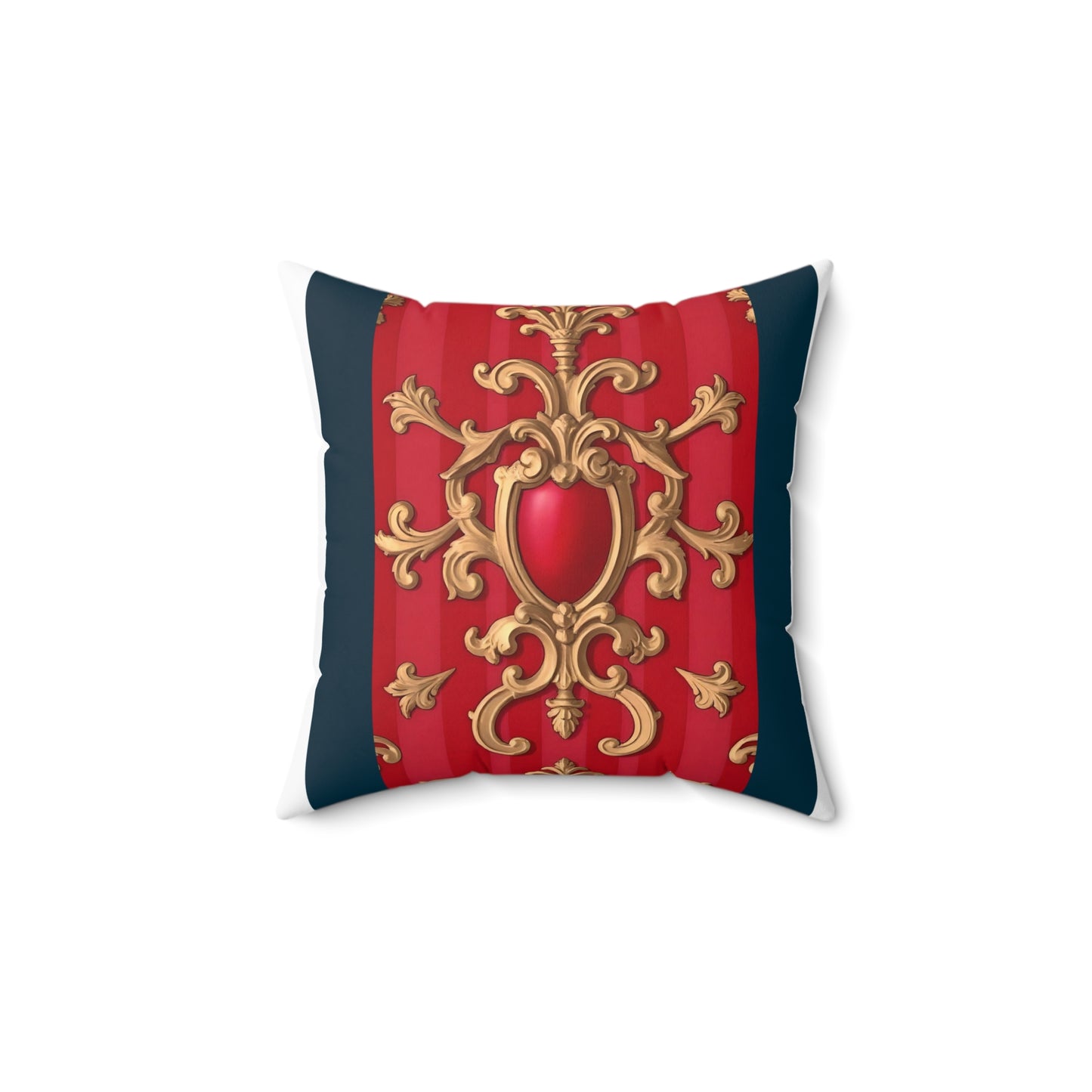 Regal Decorative Pillow - Elegant Home Decor, Luxury Cushion, Statement Pillow, Gift for Homeowners - Blue, Red & White Striped Baroque