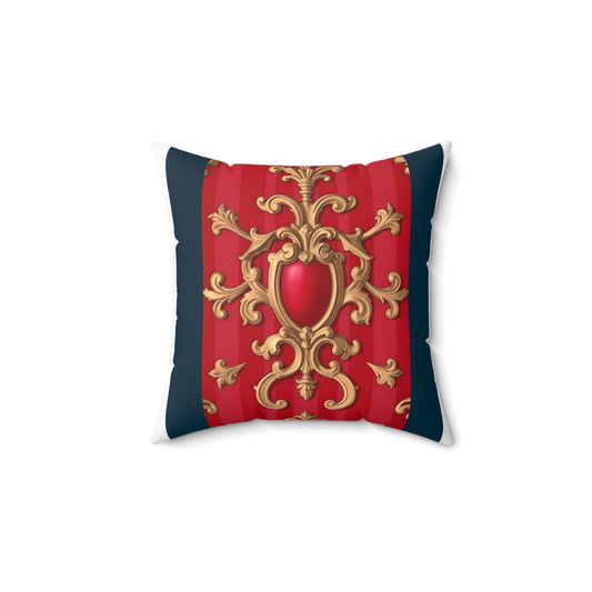 Regal Decorative Pillow - Elegant Home Decor, Luxury Cushion, Statement Pillow, Gift for Homeowners - Blue, Red & White Striped Baroque