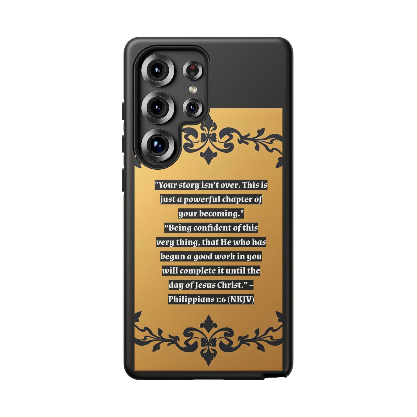 Elegant Floral Motif Phone Case - Tough Cases with Vintage Design - "Your story isn't over"