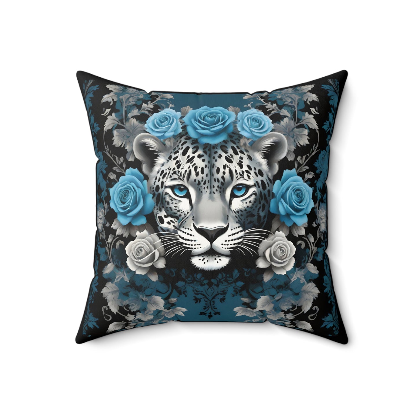 Elegant Leopard Floral Faux Suede Pillow – Stylish Home Decor - Silver Leopard