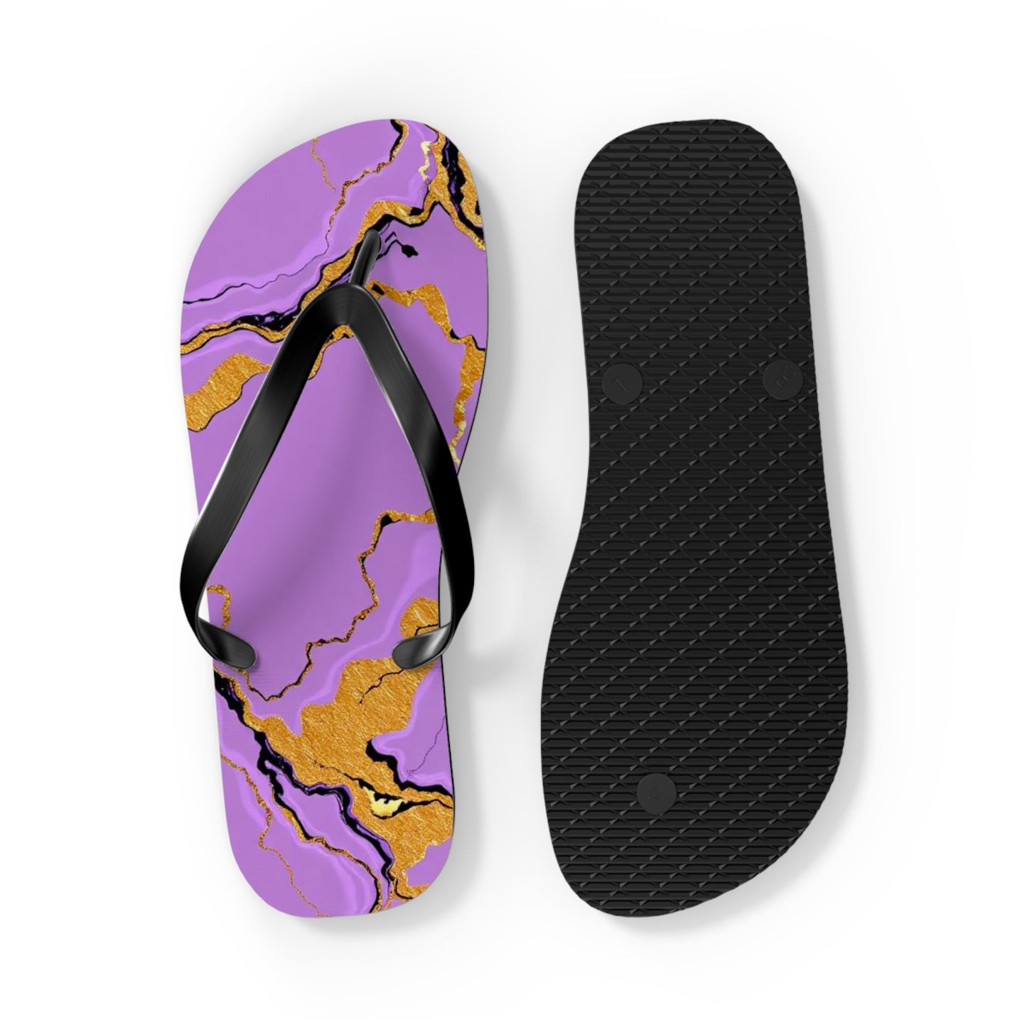 Vibrant Marble Lavender Print Flip Flops | Trendy Summer Sandals, Beach Footwear, Vacation Essential, Stylish Outdoor Slippers, Gift for Her