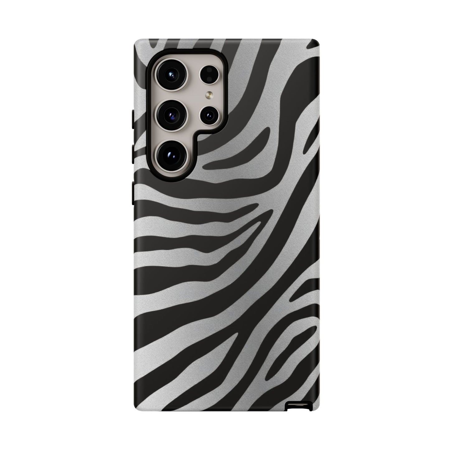 Zebra Print Tough Phone Case - Silver
