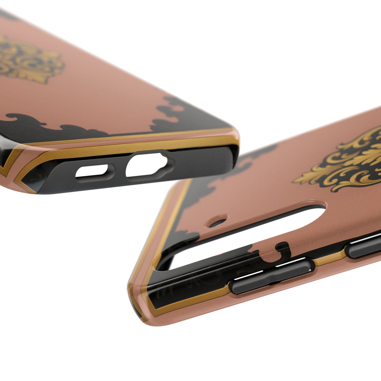 Mauve & Black-Gold Baroque Tough Phone Case — Ornate Protective iPhone Cover