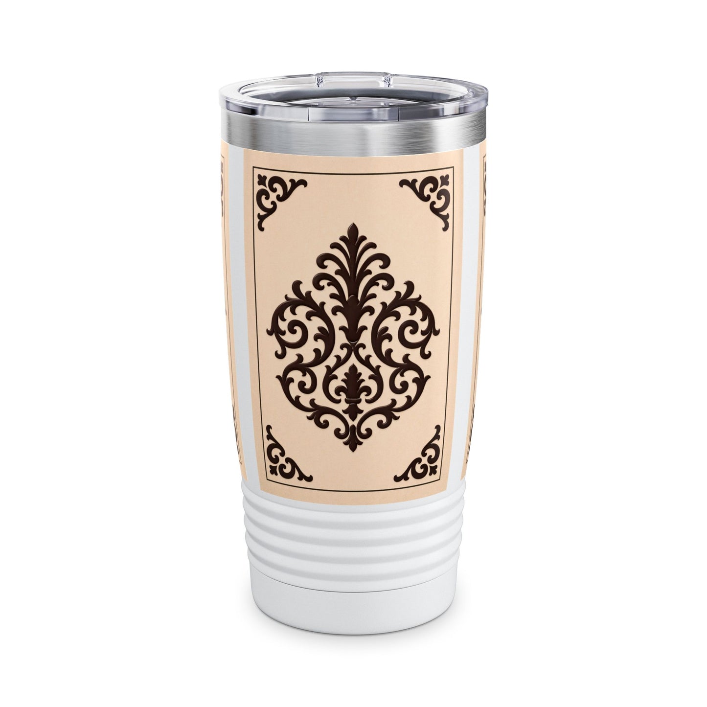 Almond-Beige & Brown Baroque 20oz Tumbler – Beige & Brown Insulated Travel Cup
