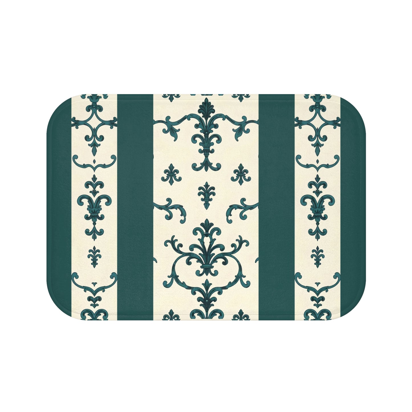 Bath Mat - Teal Striped Rococo