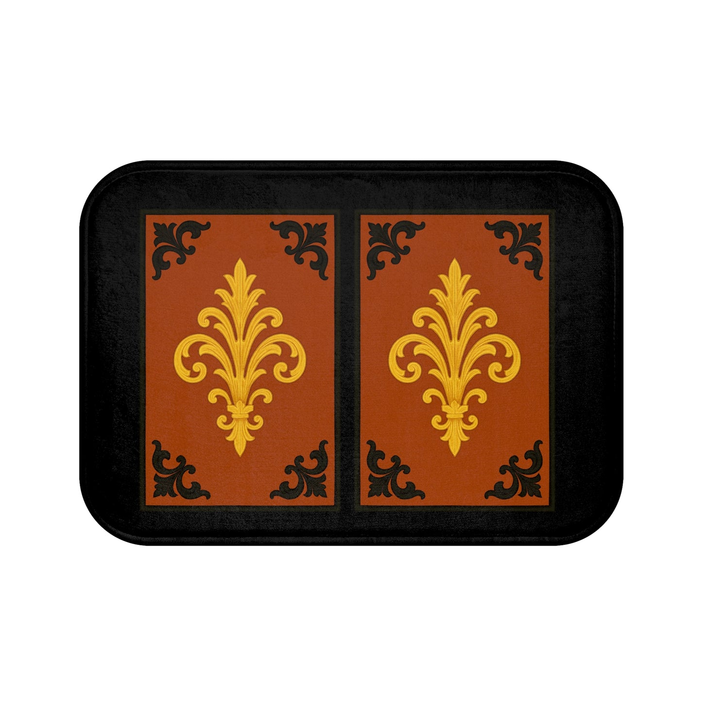 Dusk Terracotta Baroque Bath Mat — Classic Gold & Dusk Terracotta Bathroom Rug