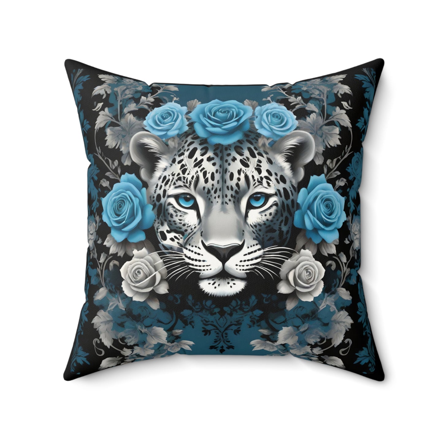 Elegant Leopard Floral Faux Suede Pillow – Stylish Home Decor - Silver Leopard