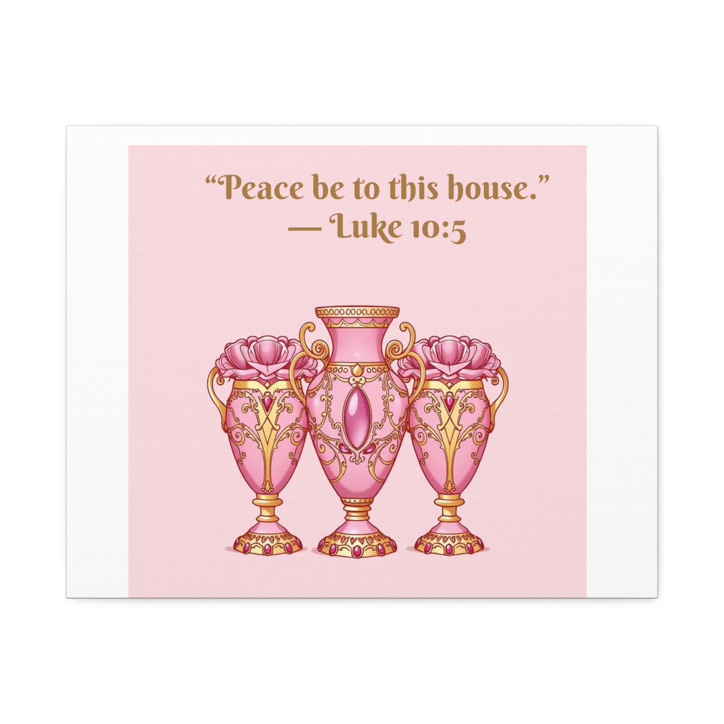 Decorative Canvas Wall Art - "Peace Be to This House" Vases, Home Decor, Inspirational Wall Art, Gift for Housewarming - 10:5